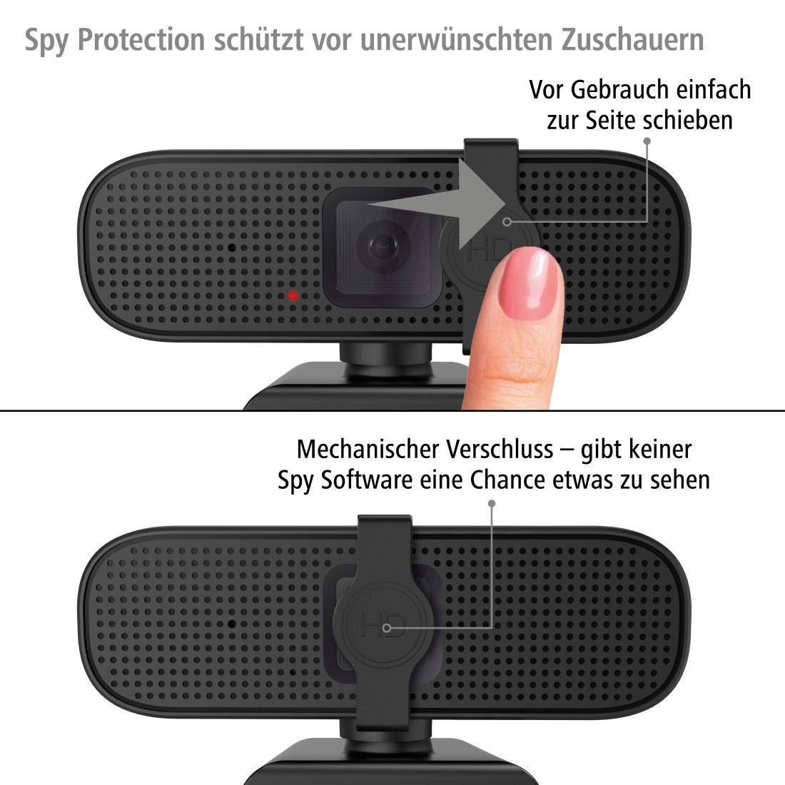 Hama Full HD-webcam PC webcam voor laptop, PC, streamen, chatten met microfoon, Windows, Mac