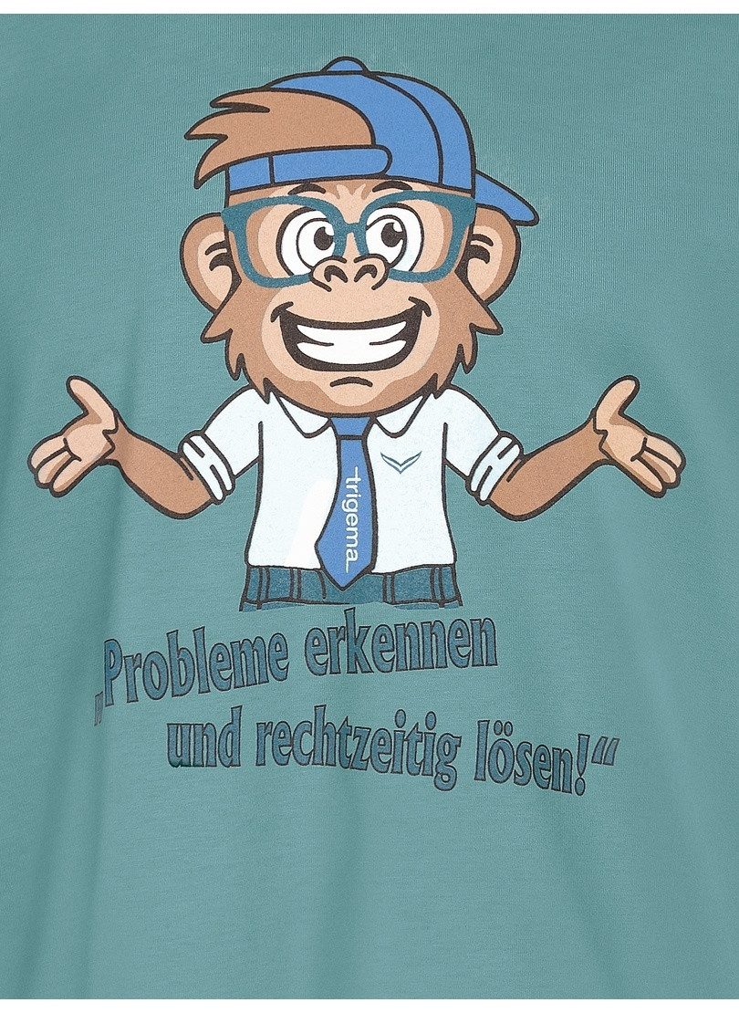 Trigema T-shirt TRIGEMA slogan shirt met grappige apenprint (1-delig)