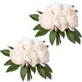 creativ green kunstplant boeket van pioenrozen set van 2 roze