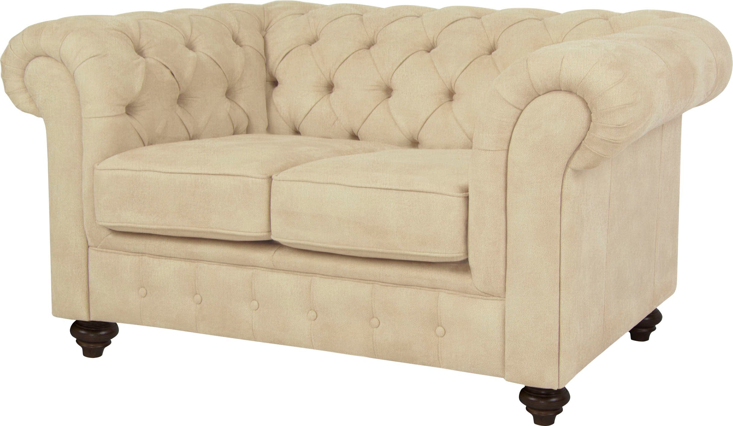 Home affaire Chesterfield-bank Duc 2-zits hoogwaardige capitonnage achter, fluwelige look met changerende look