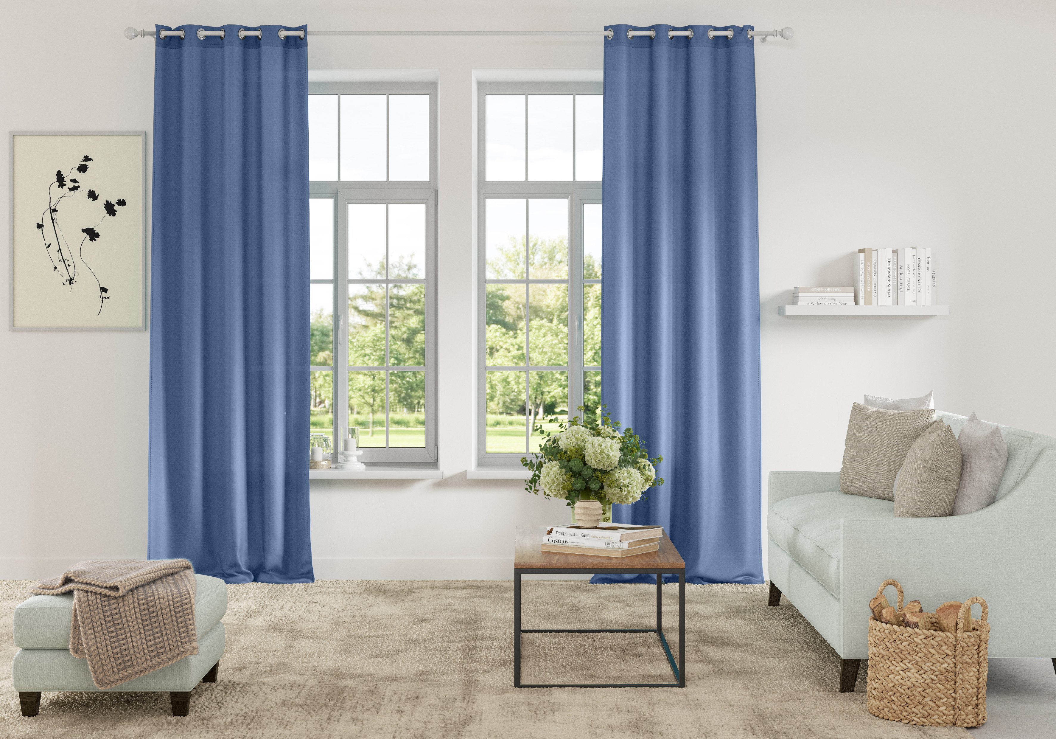 Home affaire Gordijn Parry set van 2, ondoorzichtig, monochroom, basic (2 stuks)