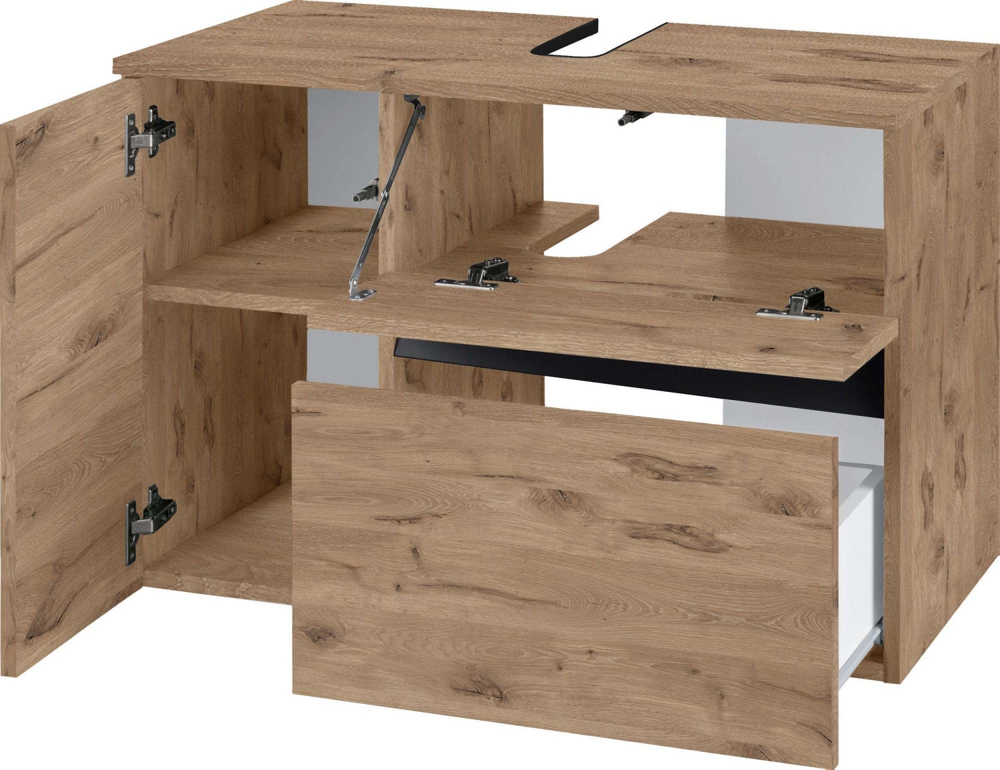 Home affaire Wastafelonderkast Wisla voor wandmontage, sifonaansluiting, push-to-open functie, breedte 80 cm
