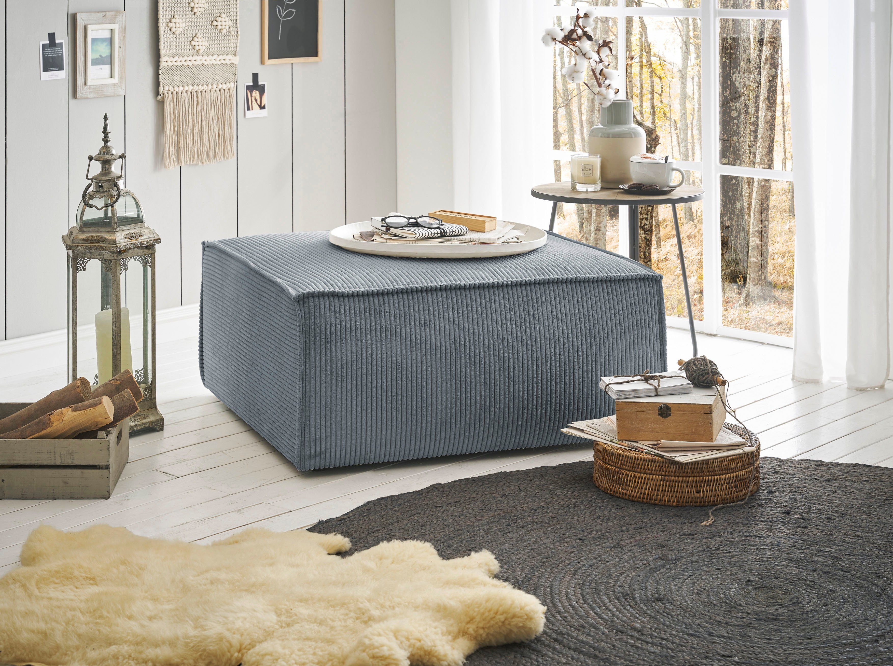 Home affaire Hocker Sherwood Vierkante poef/voetenbank, ideale als aanvulling op de "SHERWOOD" love seat