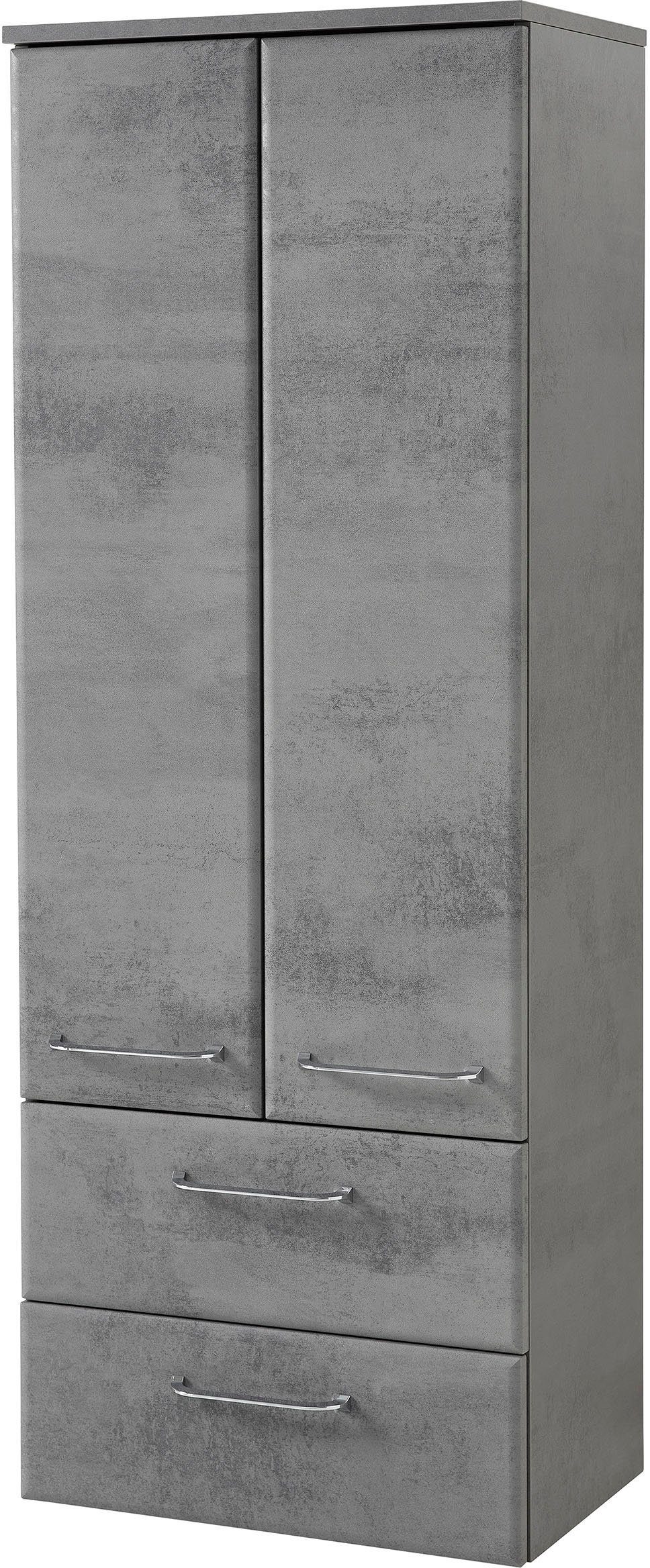 Saphir Halfhoge kast Quickset 945 badkamermeubel 50 cm breed, 2 deuren, 2 lades Badkamer-halfhoge kast inclusief deurdemper, grepen in glanzend chroom