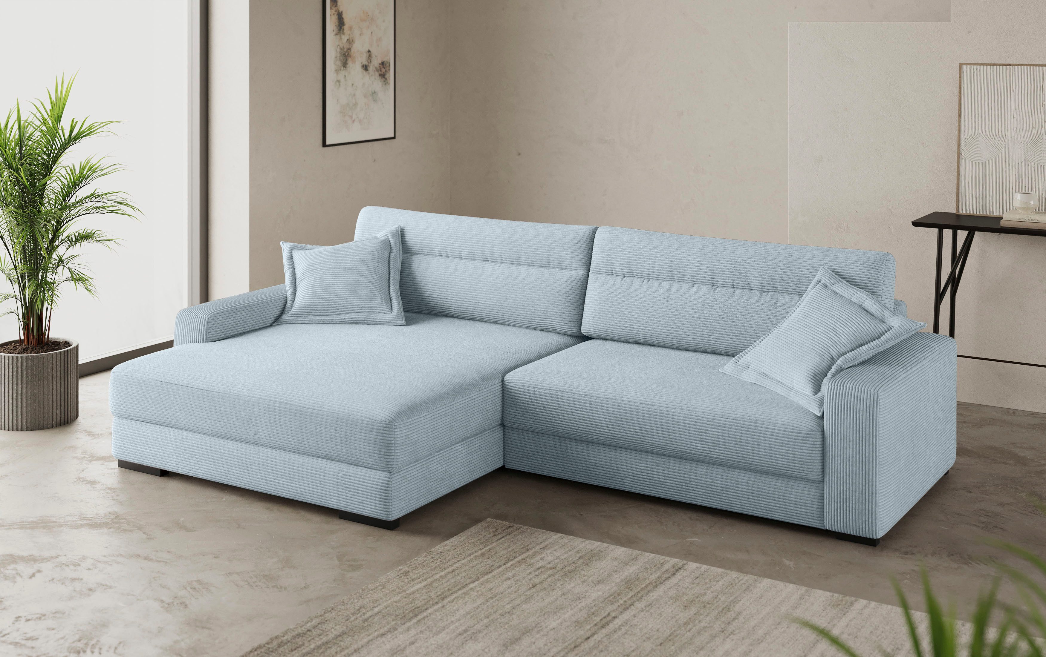 Mr. Couch Hoekbank Marcello DuraFlex L-vorm EasyBett, bedbox, koudschuimvering, tot 140 kg belastbaar