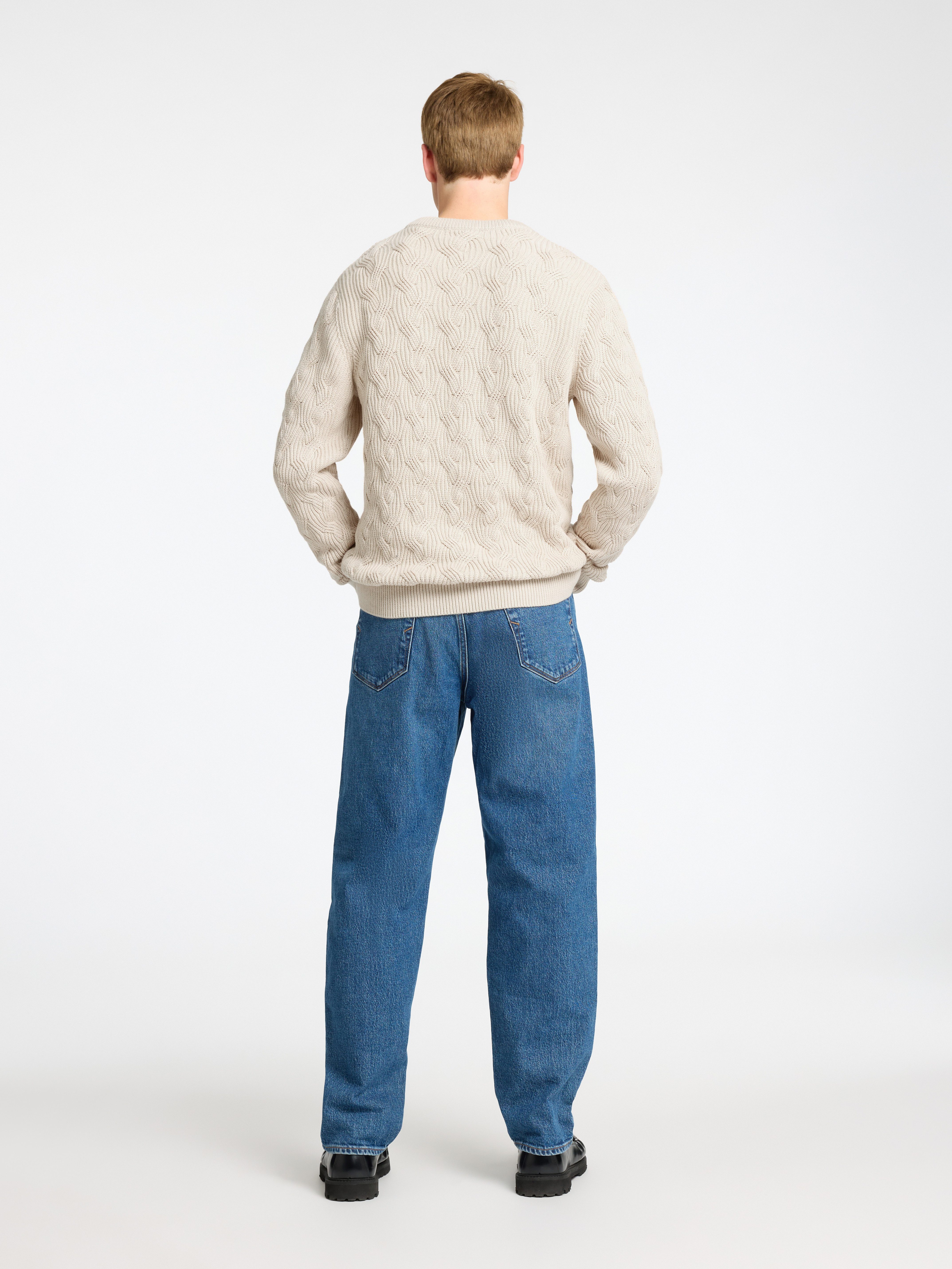 SELECTED HOMME Gebreide trui SLHCALLIS LS KNIT CABLE CREW NECK NOOS