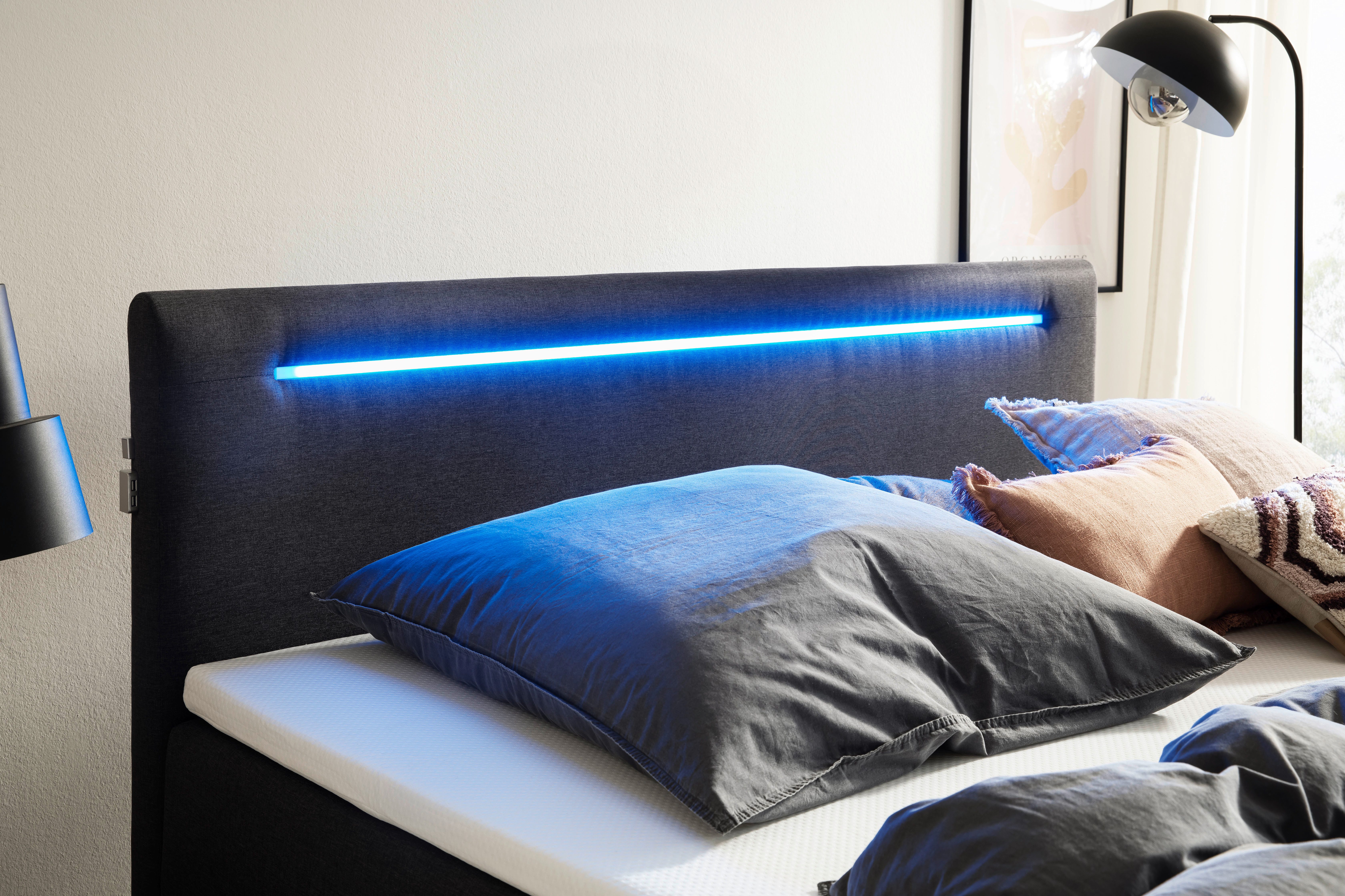 meise.möbel Boxspring Las Vegas Voeten en hoofdbord met ledverlichting, met bedkist en topmatras