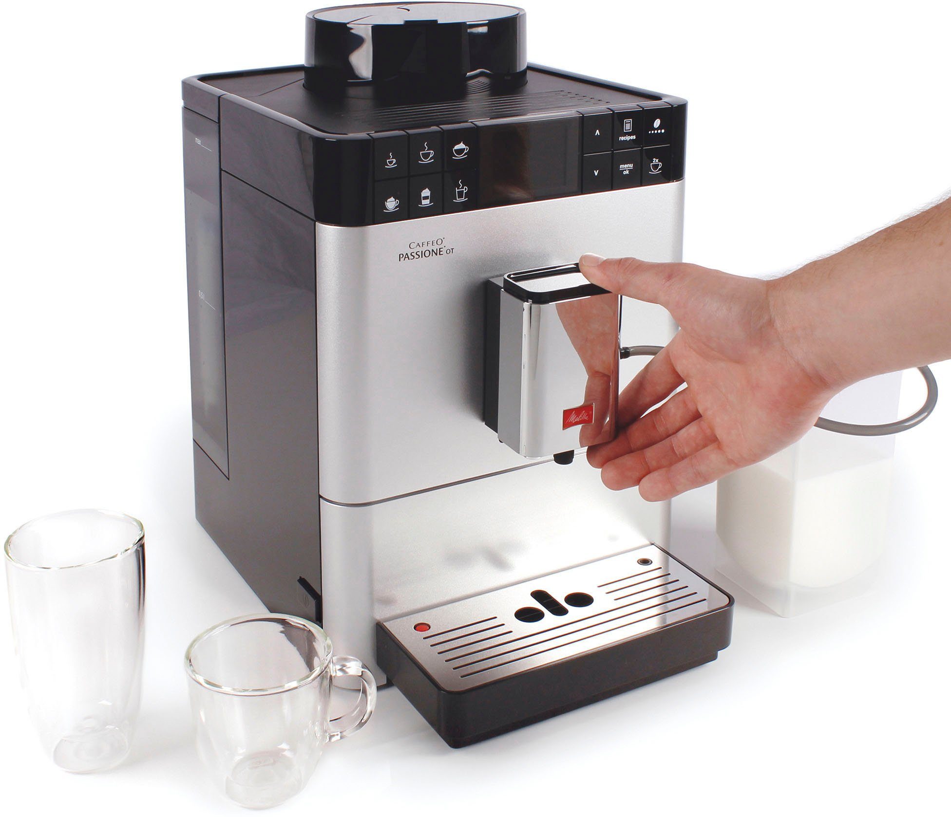 Melitta Volautomatisch koffiezetapparaat Passione® One Touch F53/1-101, zilverkleur, One-touch-functie , per kopje precies de juiste hoeveelheid versgemalen bonen
