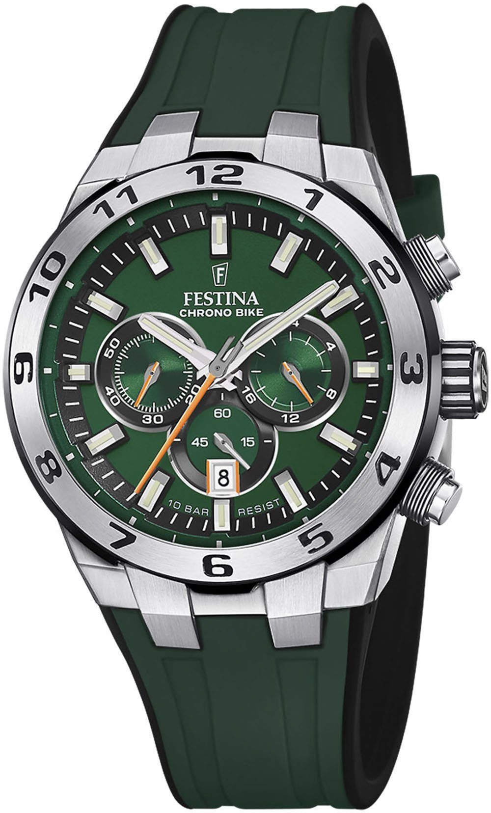 Festina Chronograaf Chrono Bike 2024 Horloge, quartz, herenhorloge, stopwatchfunctie, tot 10 bar waterdicht heren horloges groen