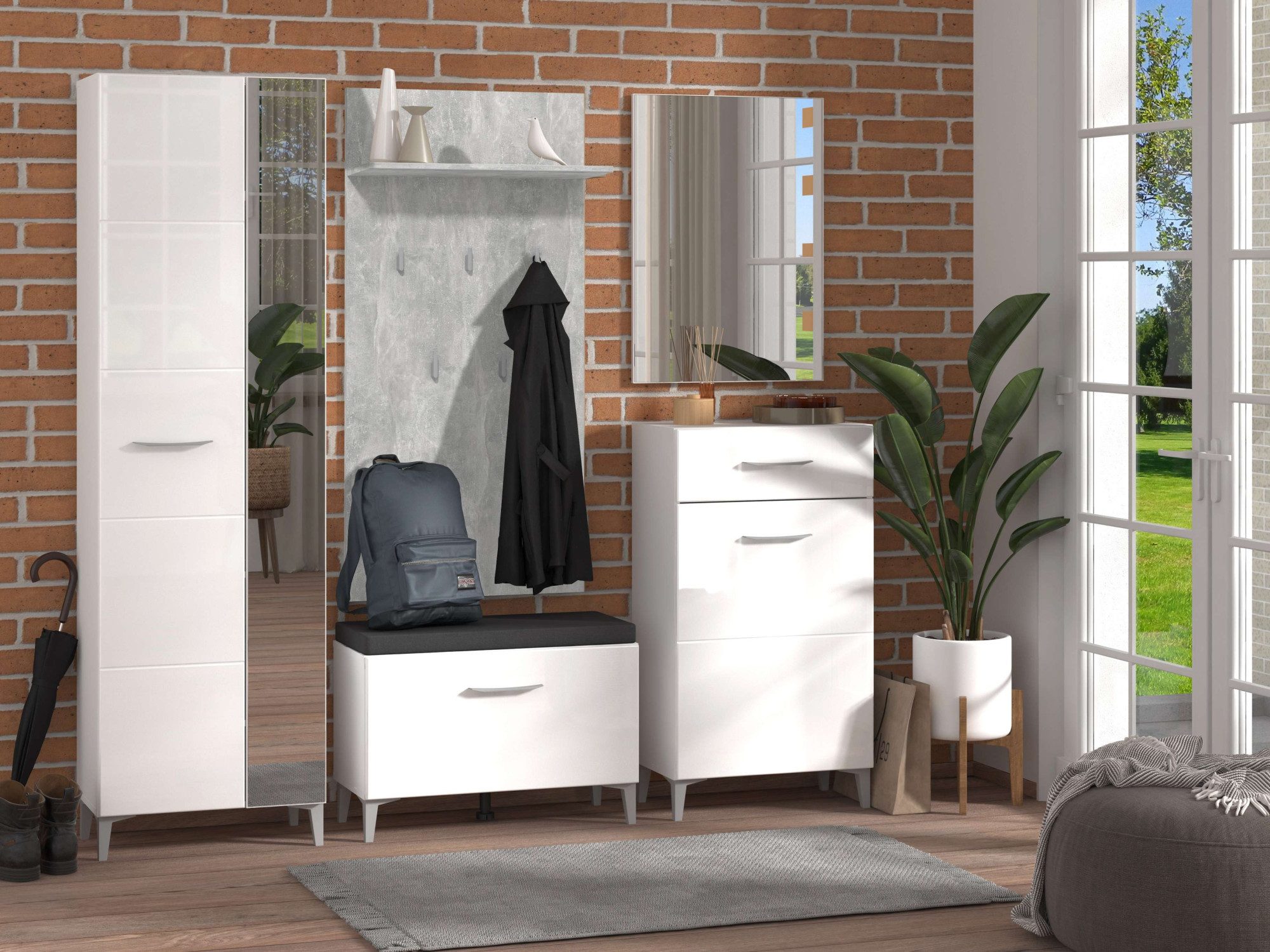 INOSIGN Schoenenkast Belfort, schoenenkast, schoenenrek, hoogte 105 cm in opaque wit met mdf-beklede fronten, modern ontwerp