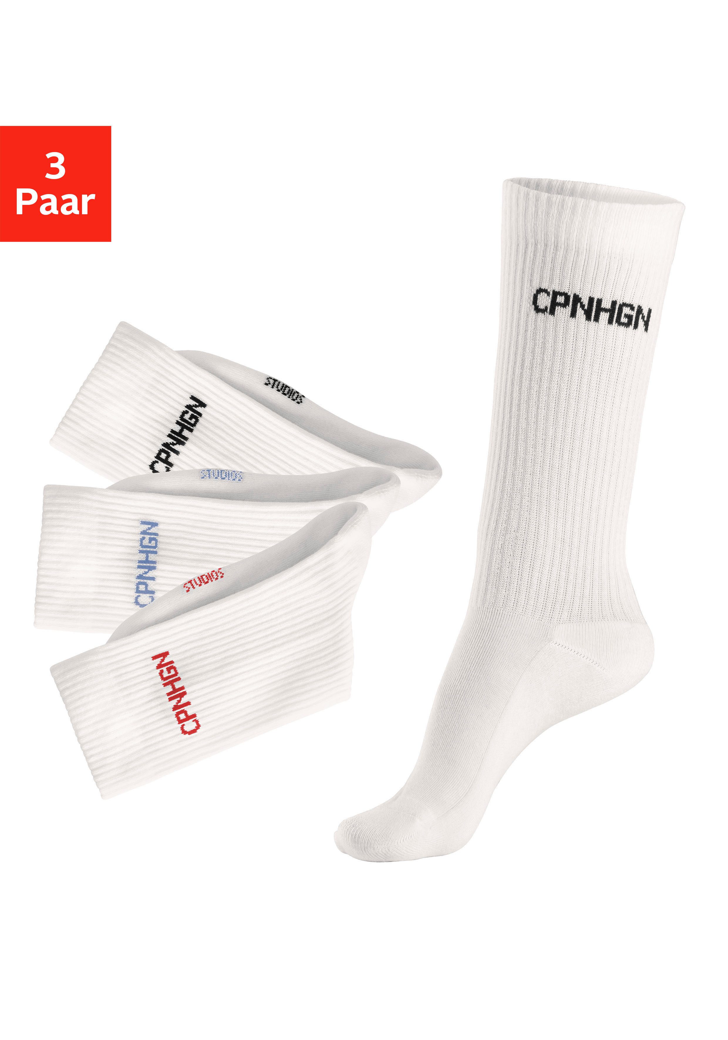 OTTO Copenhagen Studios Tennissokken met badstof, halve voet (set, 3 paar) unisex sportsokken maat 35-38 wit