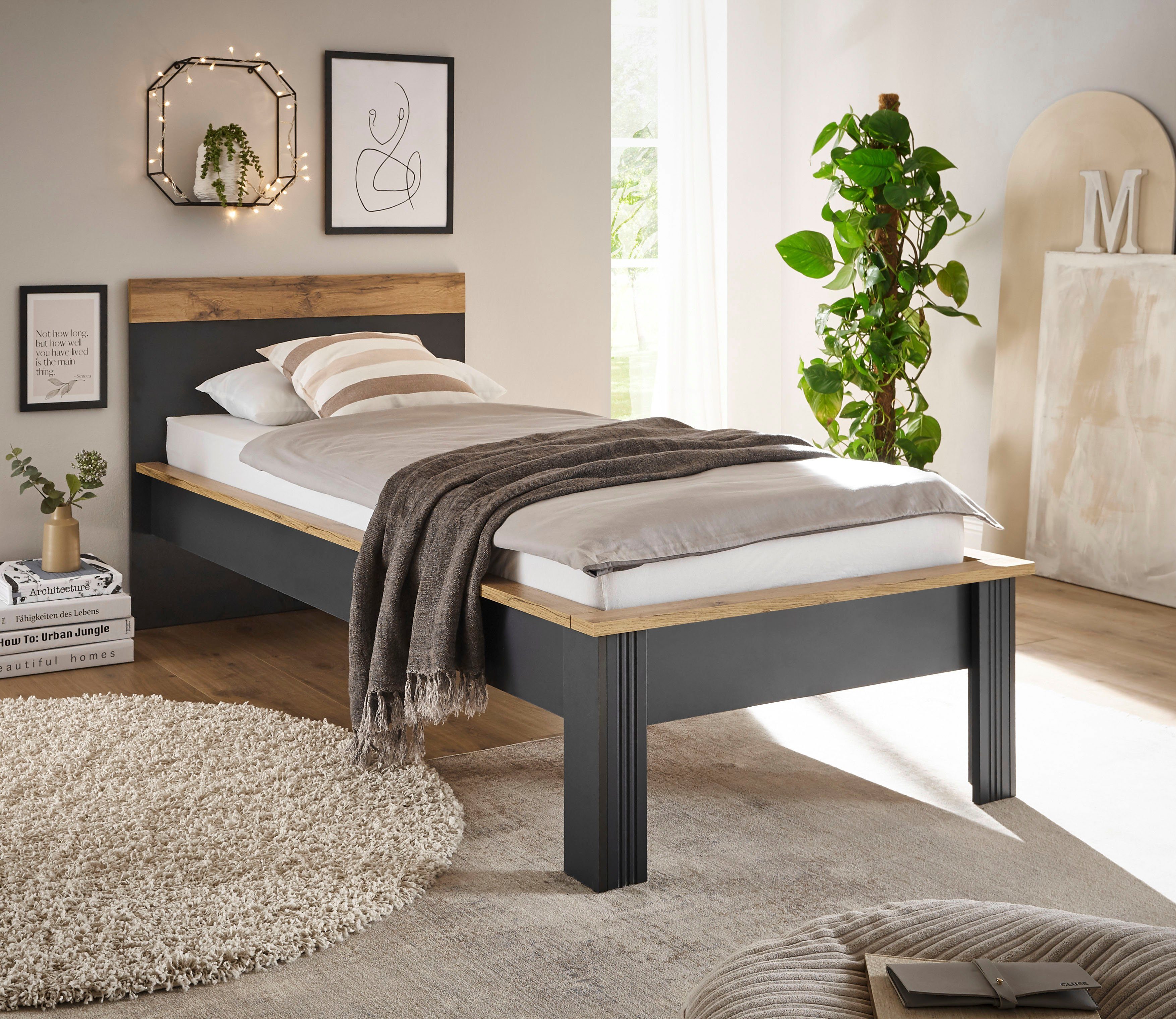 Home affaire 1-persoonsledikant WESTMINSTER bed in landelijke stijl, tweepersoonsbed, bedframe in verschillende kleuren beschikbaar, ligoppervlak