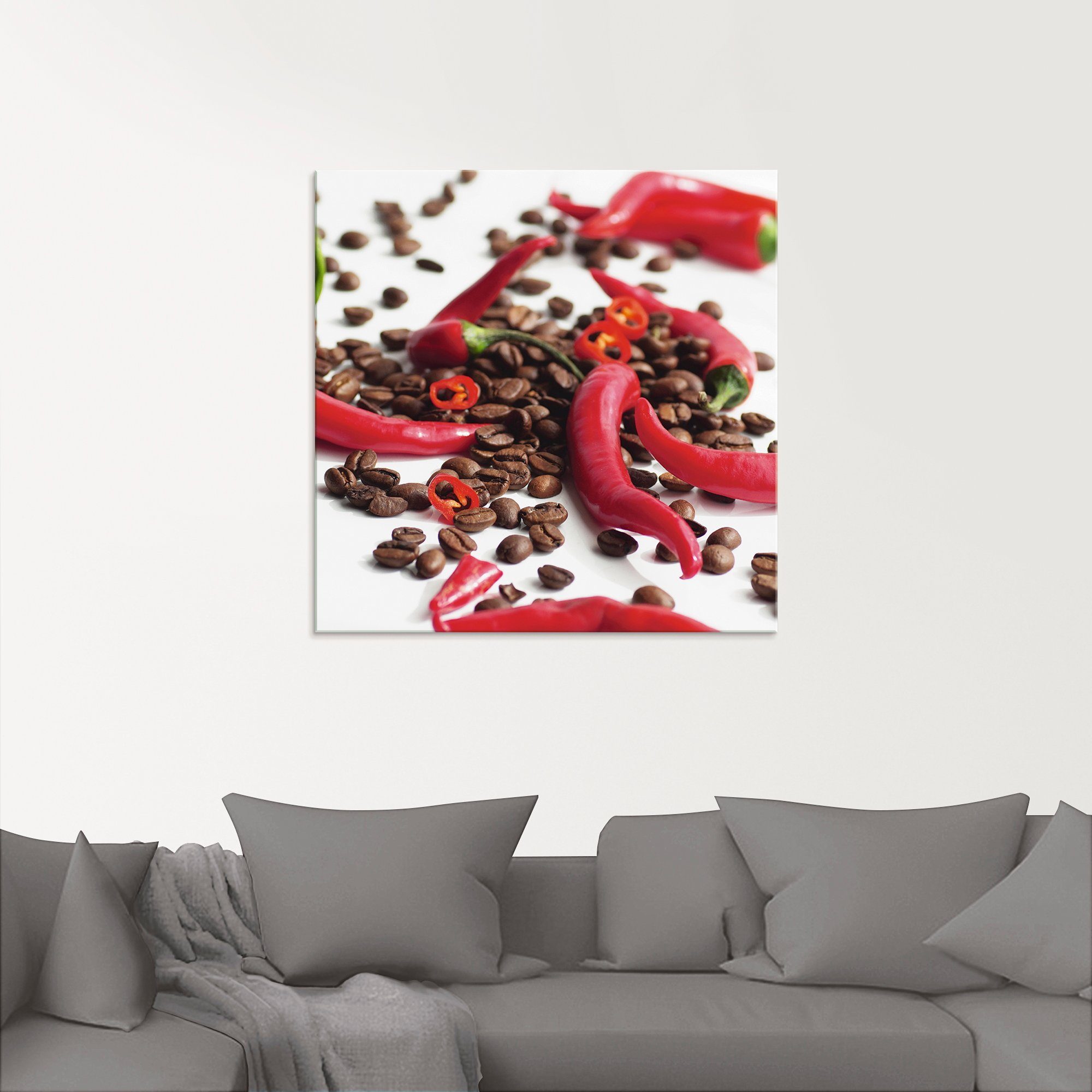 Artland Print op glas Verse chili op koffie in verschillende maten