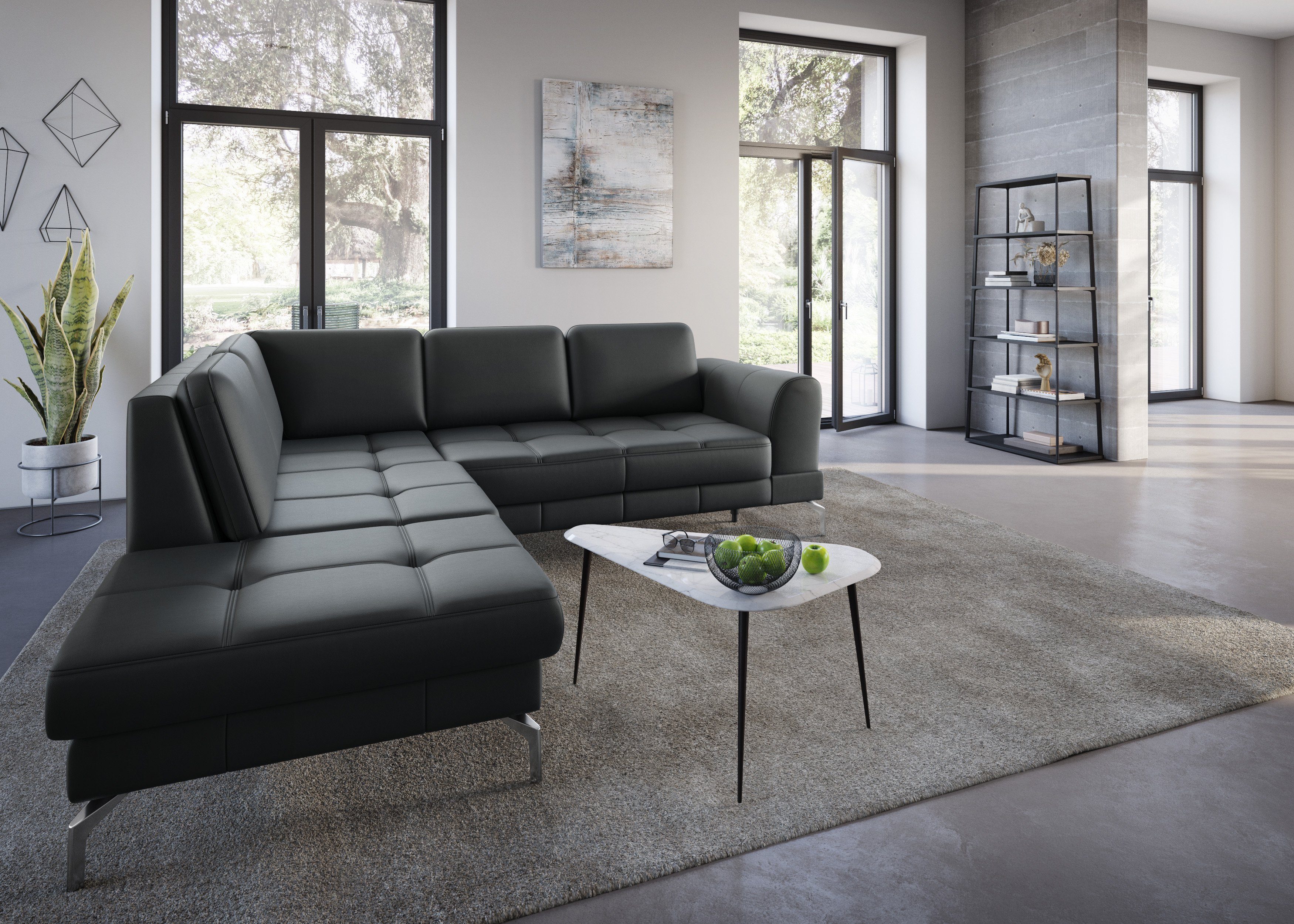 sit&more Hoekbank Bendigo L-vorm inclusief zitdiepteverstelling, bodemvrijheid 15 cm, in 2 pootkleuren