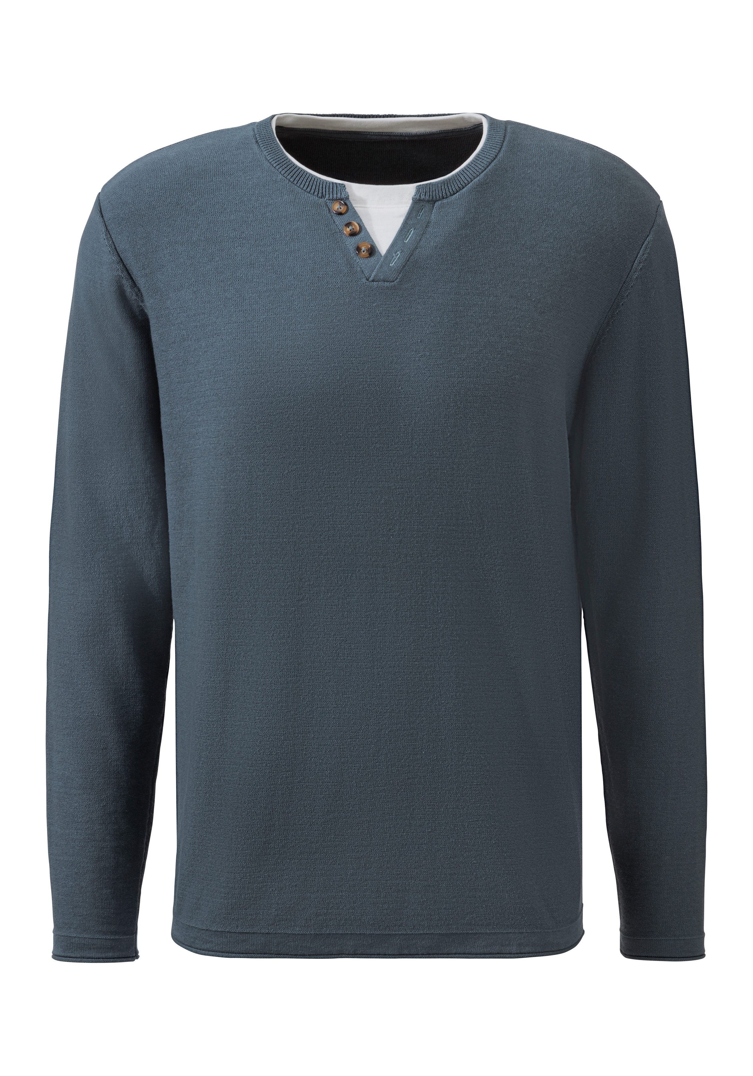 H.I.S Gebreide trui Pullover met hoogwaardige halsafwerking in double-layer look