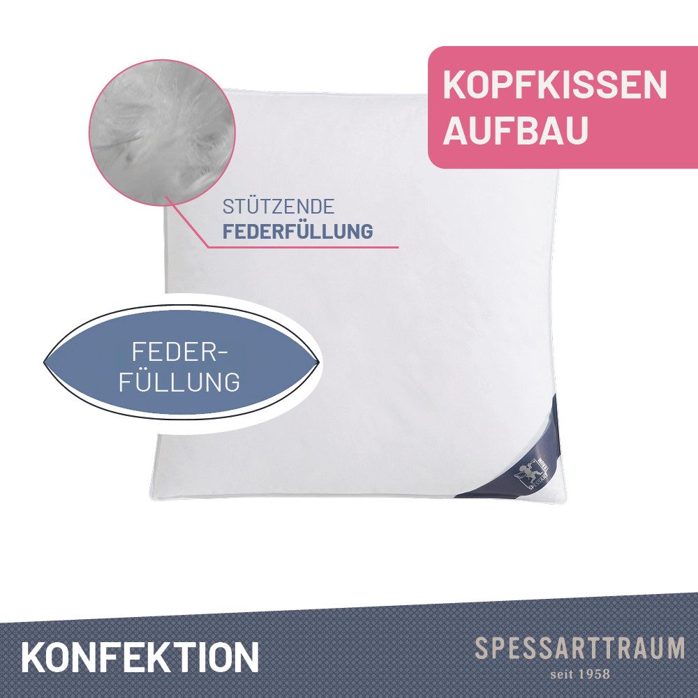 SPESSARTTRAUM Veren kussen FIRST CLASS, Kopfkissen 1-tlg. oder 2-tlg. 40x80 oder 80x80 cm Hoofdkussen in verschillende maten verkrijgbaar, in set goedkoper