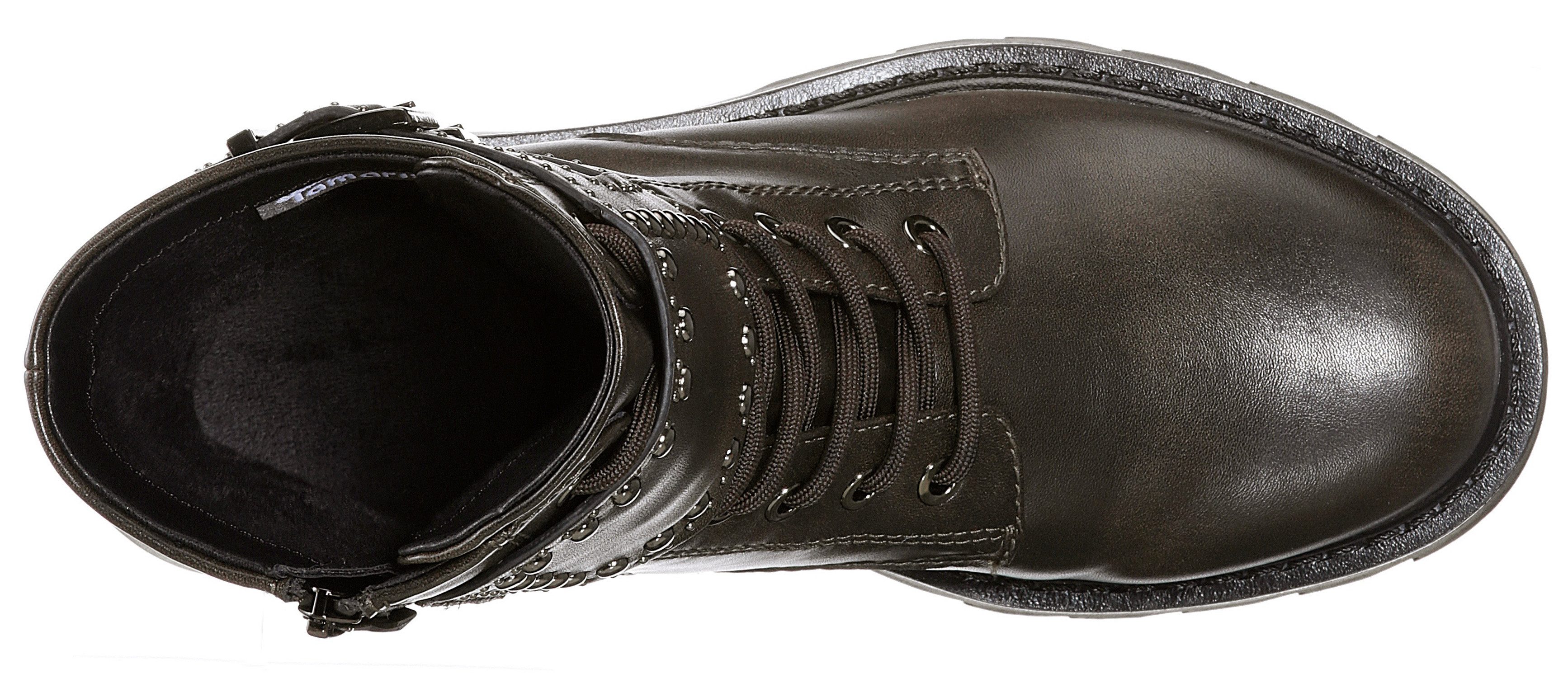 Tamaris Bikerboots blokhak, veterschoenen, veterschoen met binnenrits