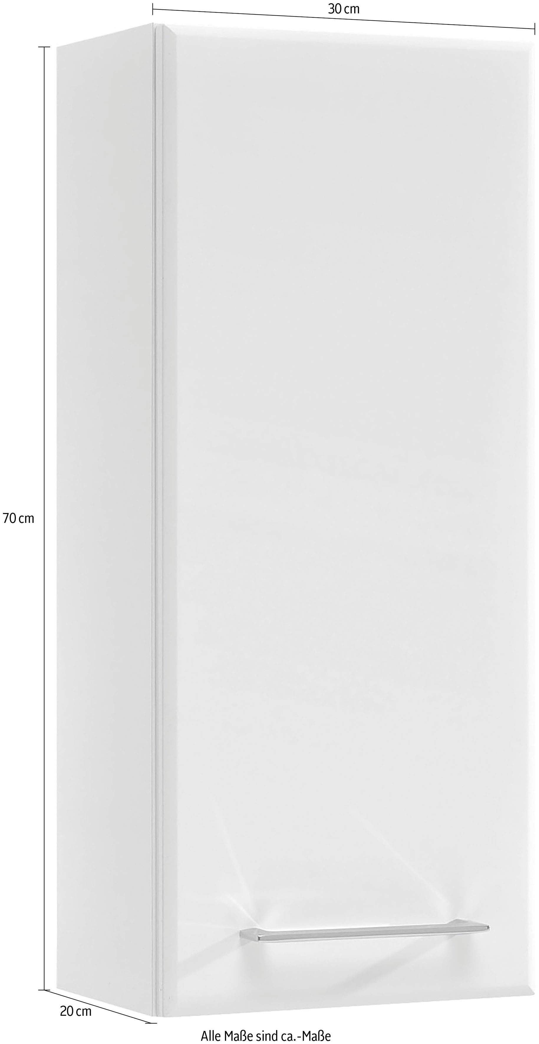 Saphir Hangend kastje Quickset 376 wand-badkamerkast met 1 deur en 2 planken Badkamer-hangend kastje, 30 cm breed, inclusief deurdemper, hoogglans-wit