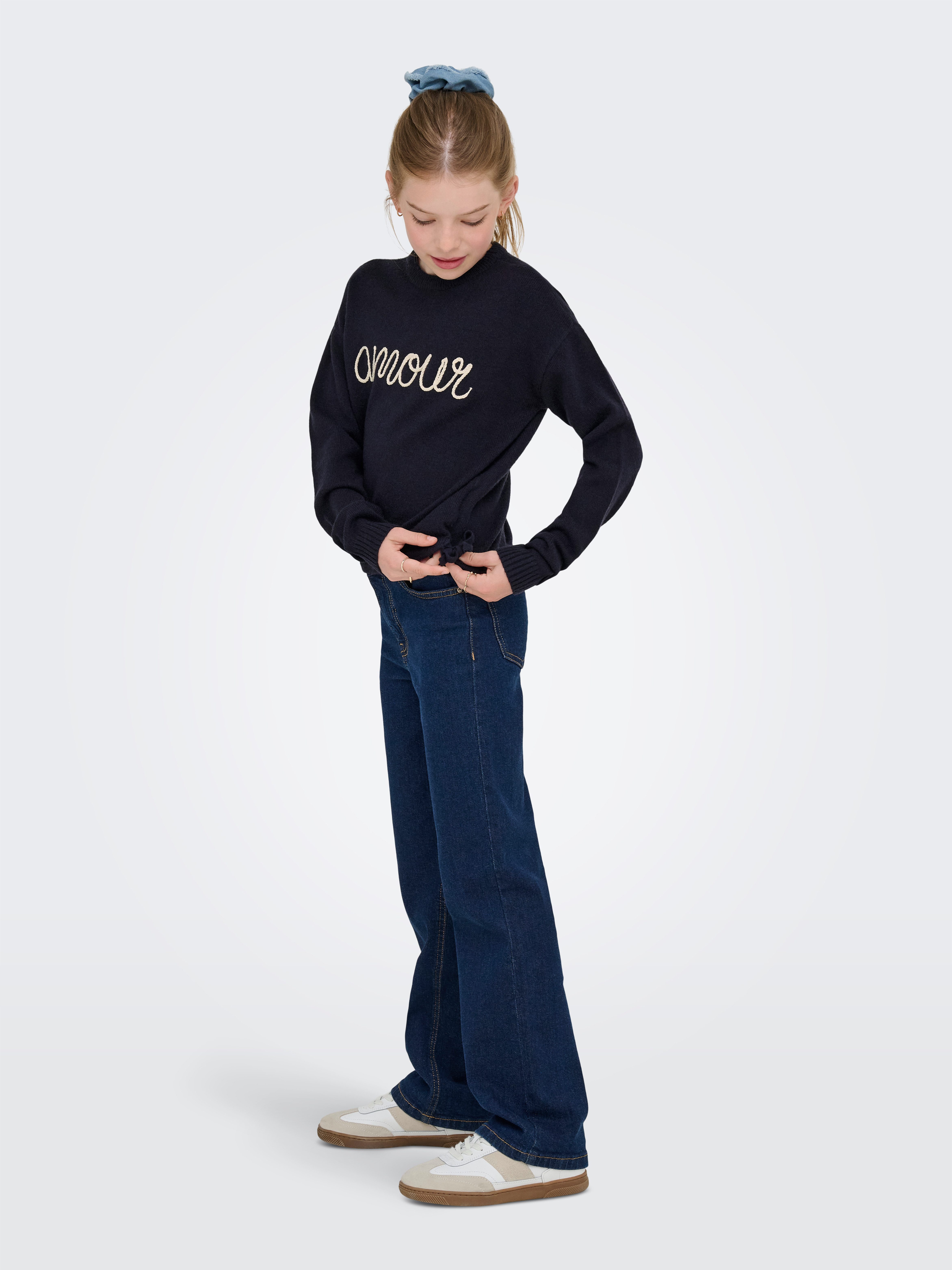 KIDS ONLY Gebreide trui KOGKATIA LS TEXT O-NECK CP KNT