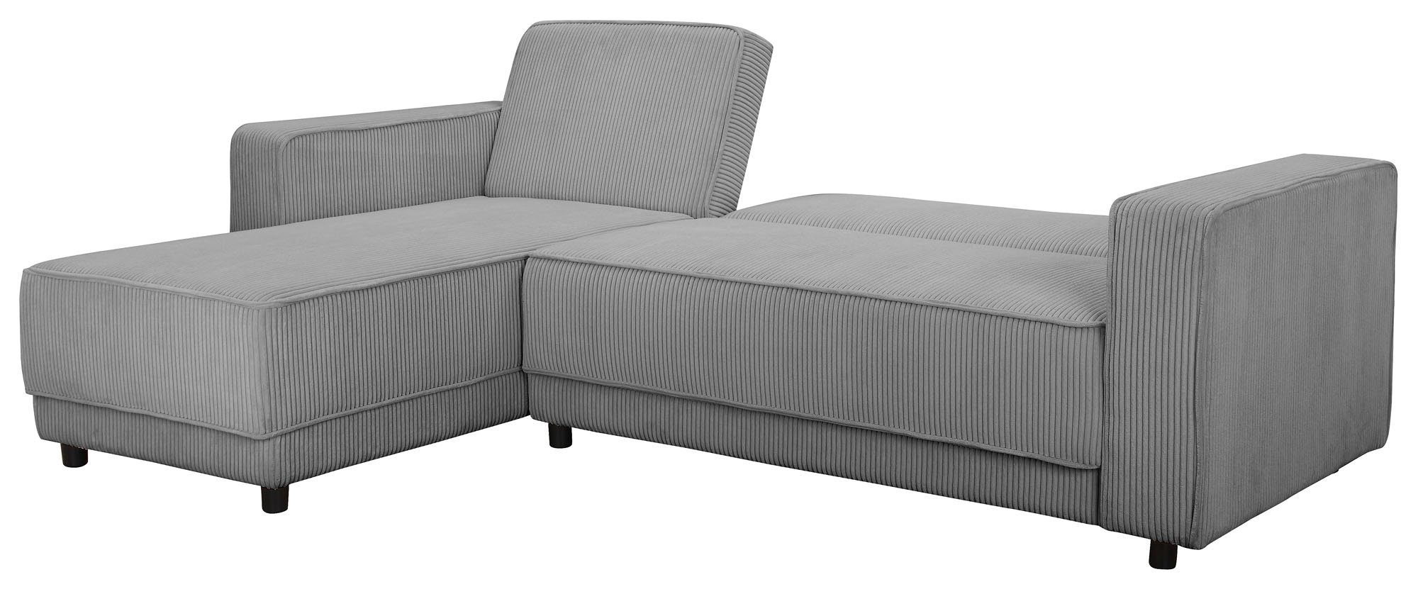 Dorel Home Hoekbank Allie slaapbank 230 cm met relaxfunctie in de rugleuning Slaapbank functie (108/194,5 cm), trendy ribfluweel of onderhoudsvriendelijk velours