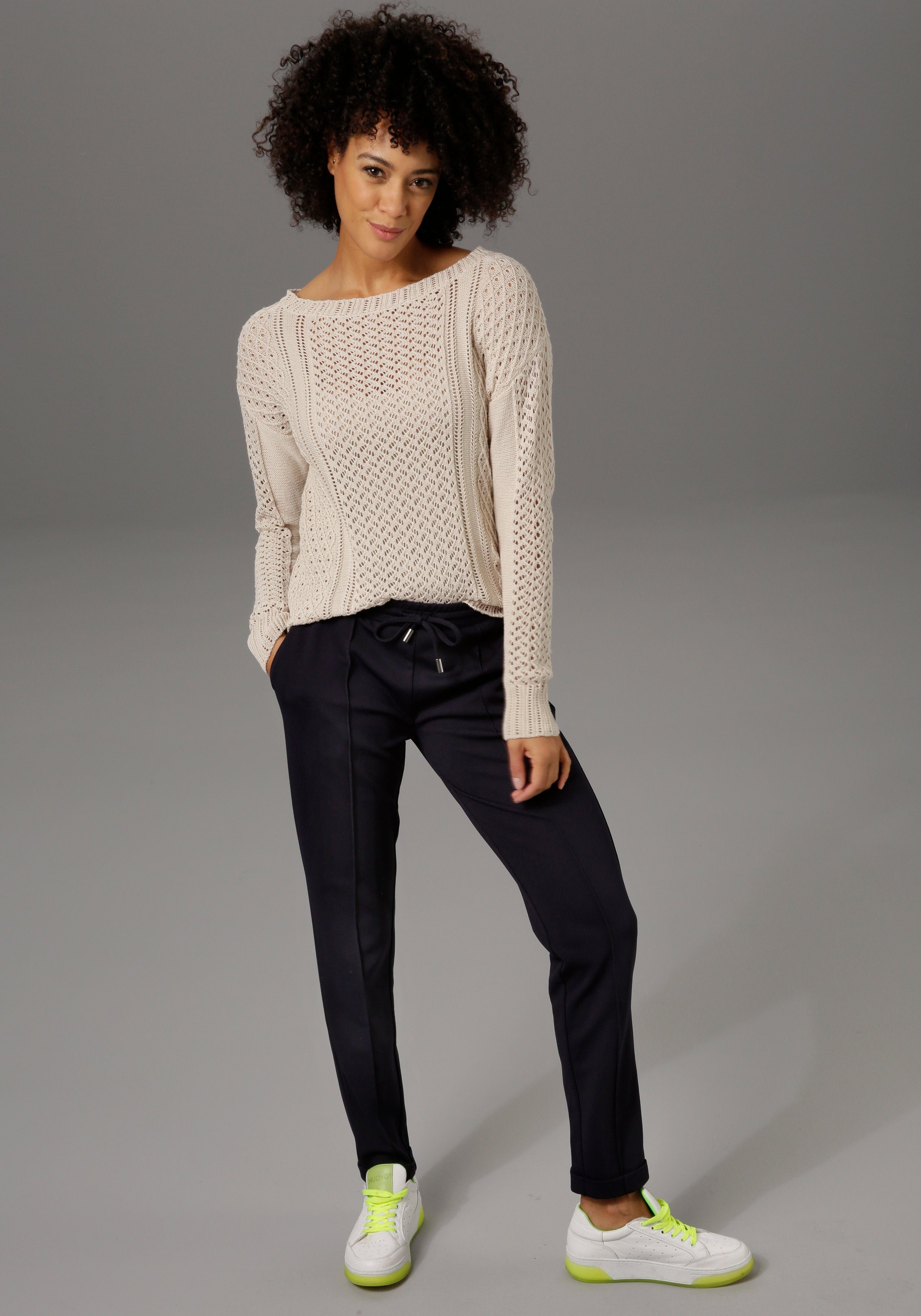 Aniston CASUAL Comfortbroek in gestructureerde jerseykwaliteit