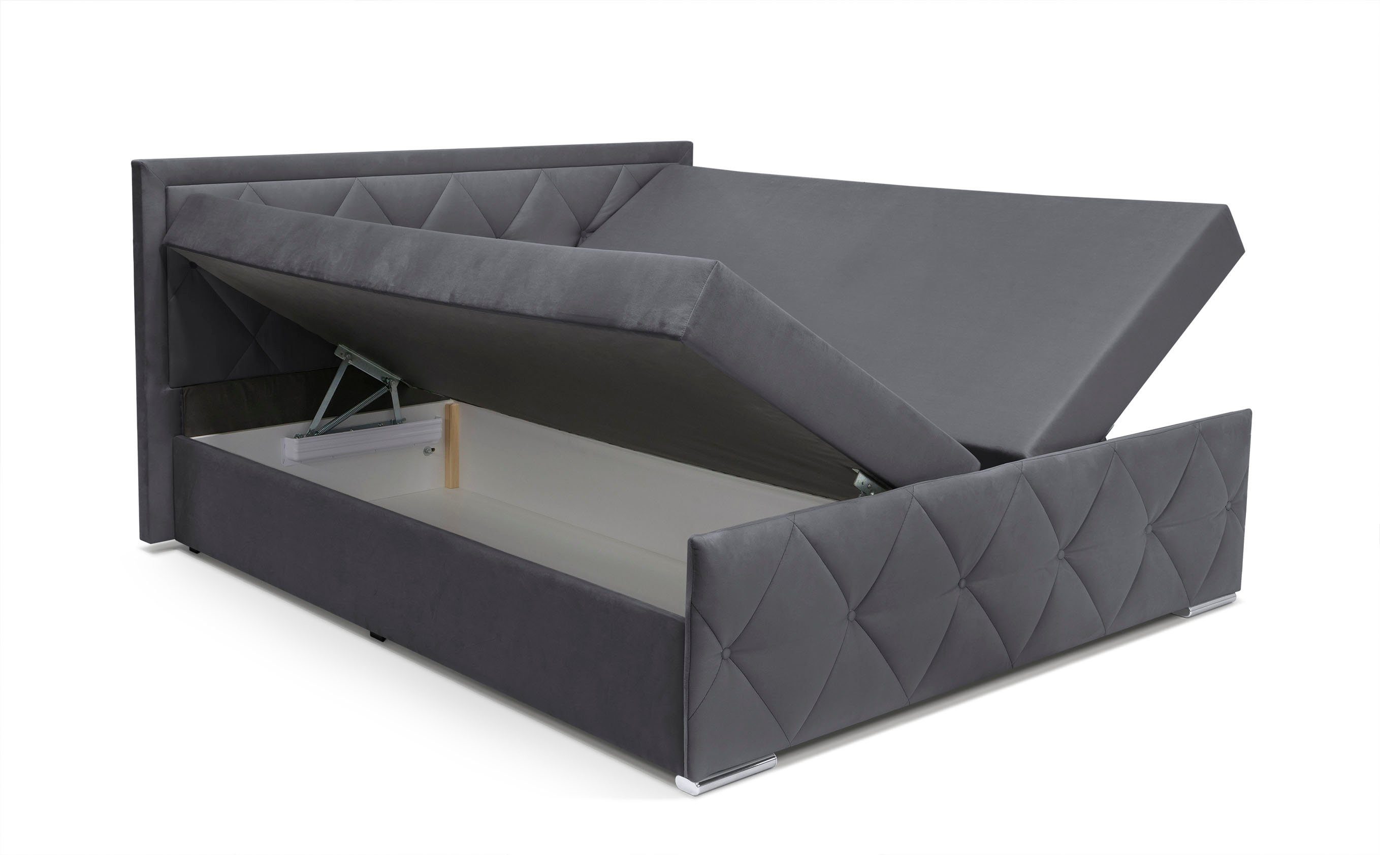 Leonique Boxspring Alfie, bestseller! Inclusief bedlade & topper Optioneel met knoopstiksels of strassstenen, H2, H3 en H4 verkrijgbaar