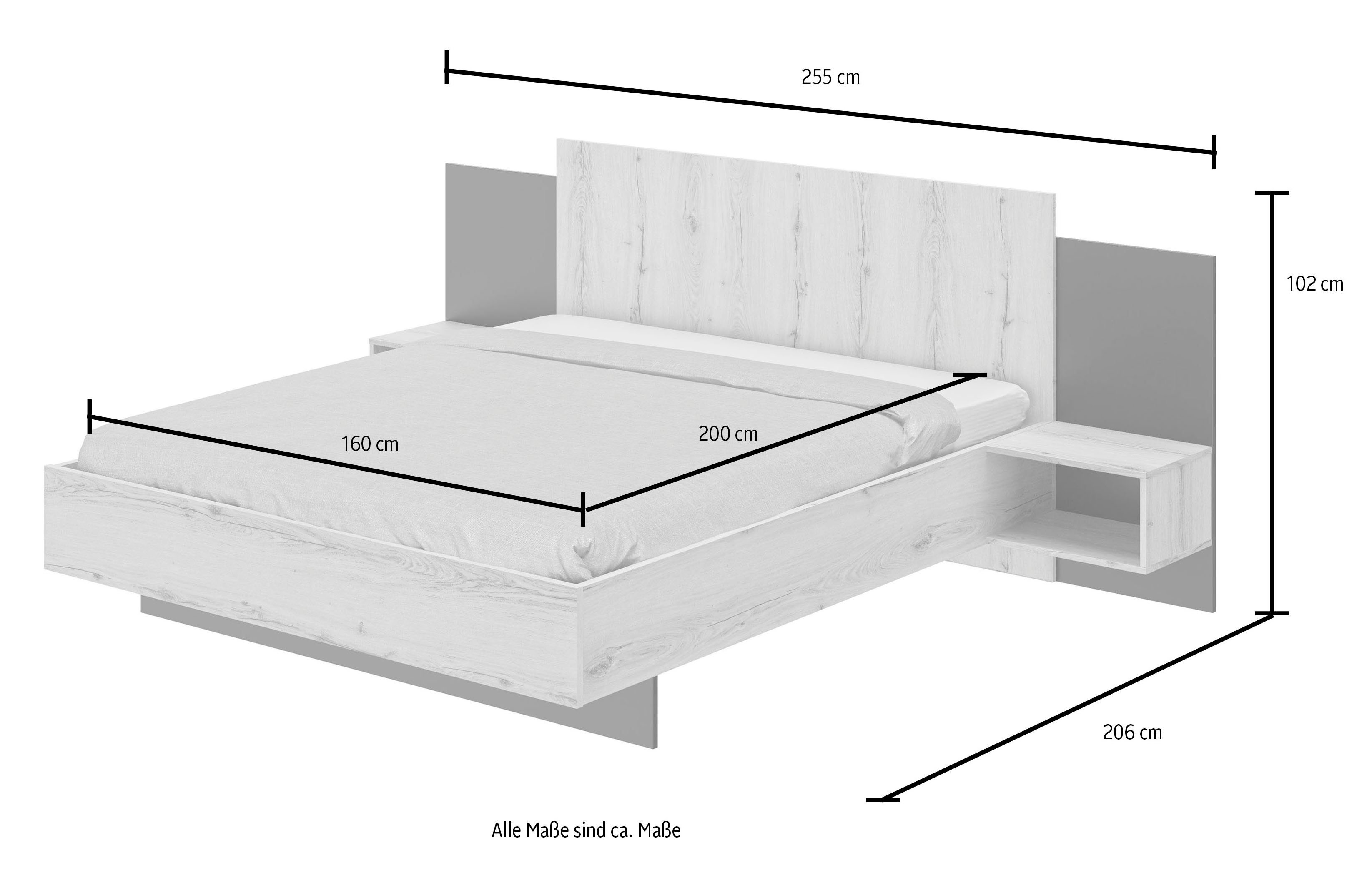 Gami Bed Mimizan met 2 nachtkastjes