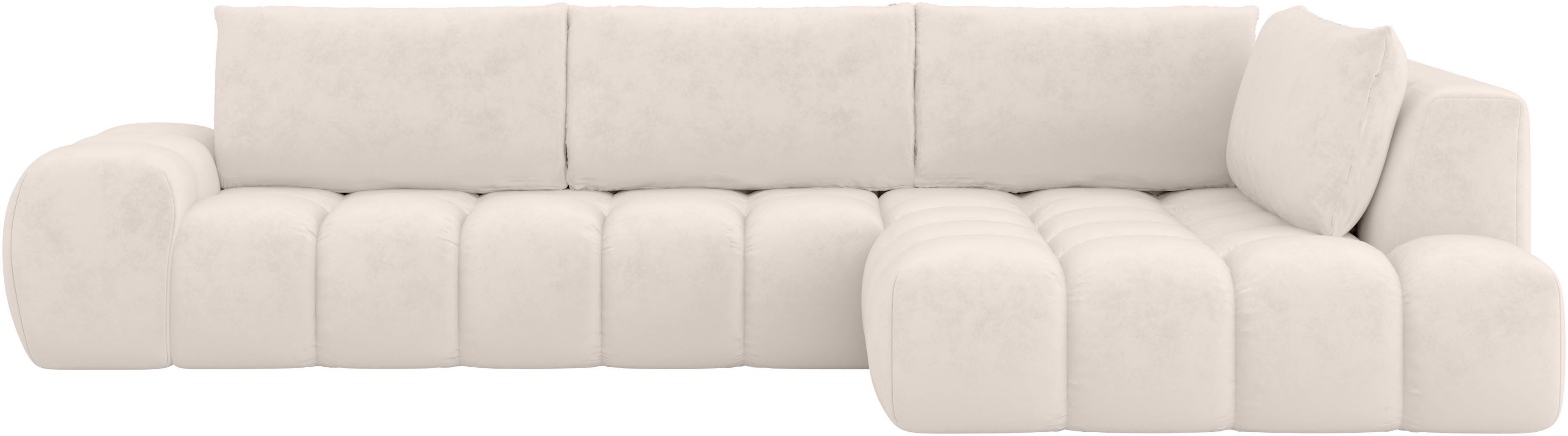 INOSIGN Hoekbank AZITA designsofa, elegant en comfortabel L-vorm, bubbel-look losse rugkussens, droomachtige stiksels, afmetingen b/d/h: 352/210/72 cm