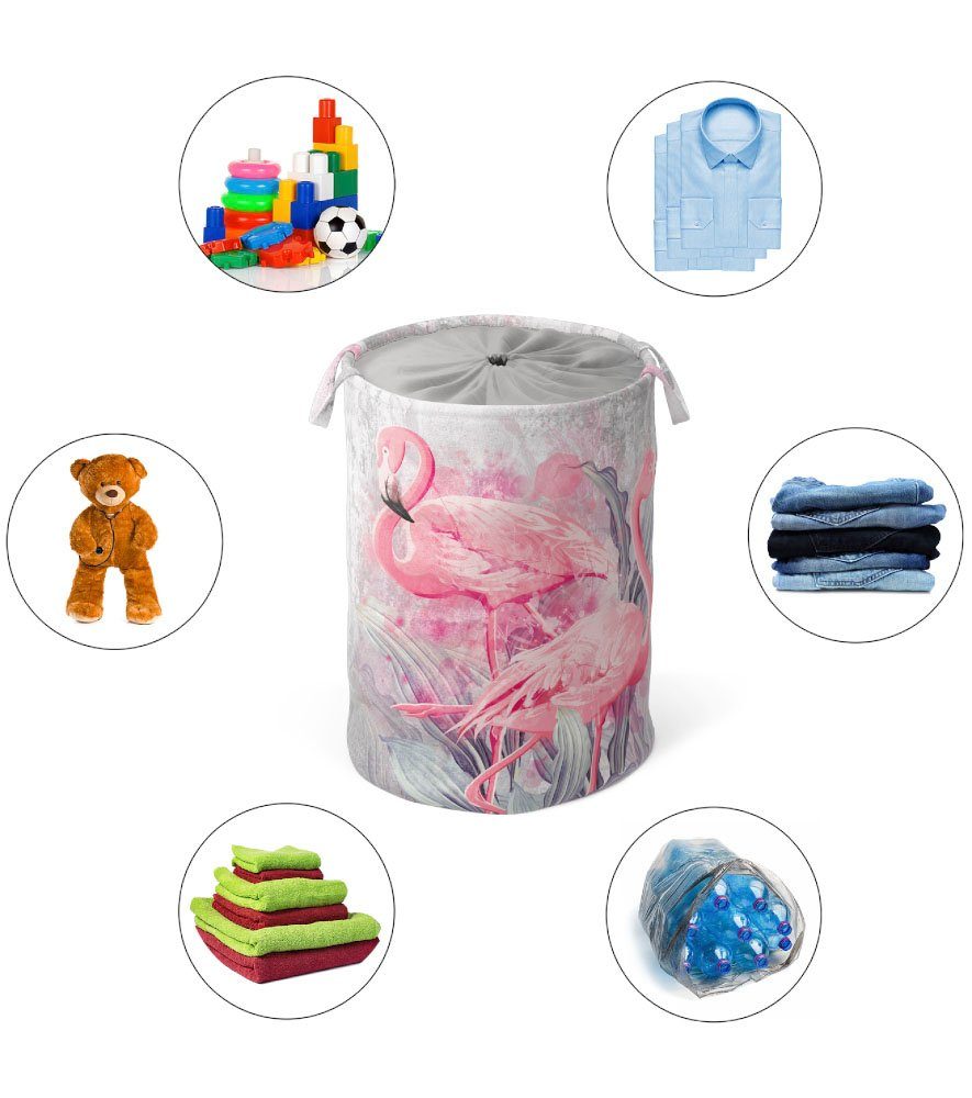 Sanilo Wasmand Flamingo volle kleuren, fluweelzacht oppervlak, met deksel