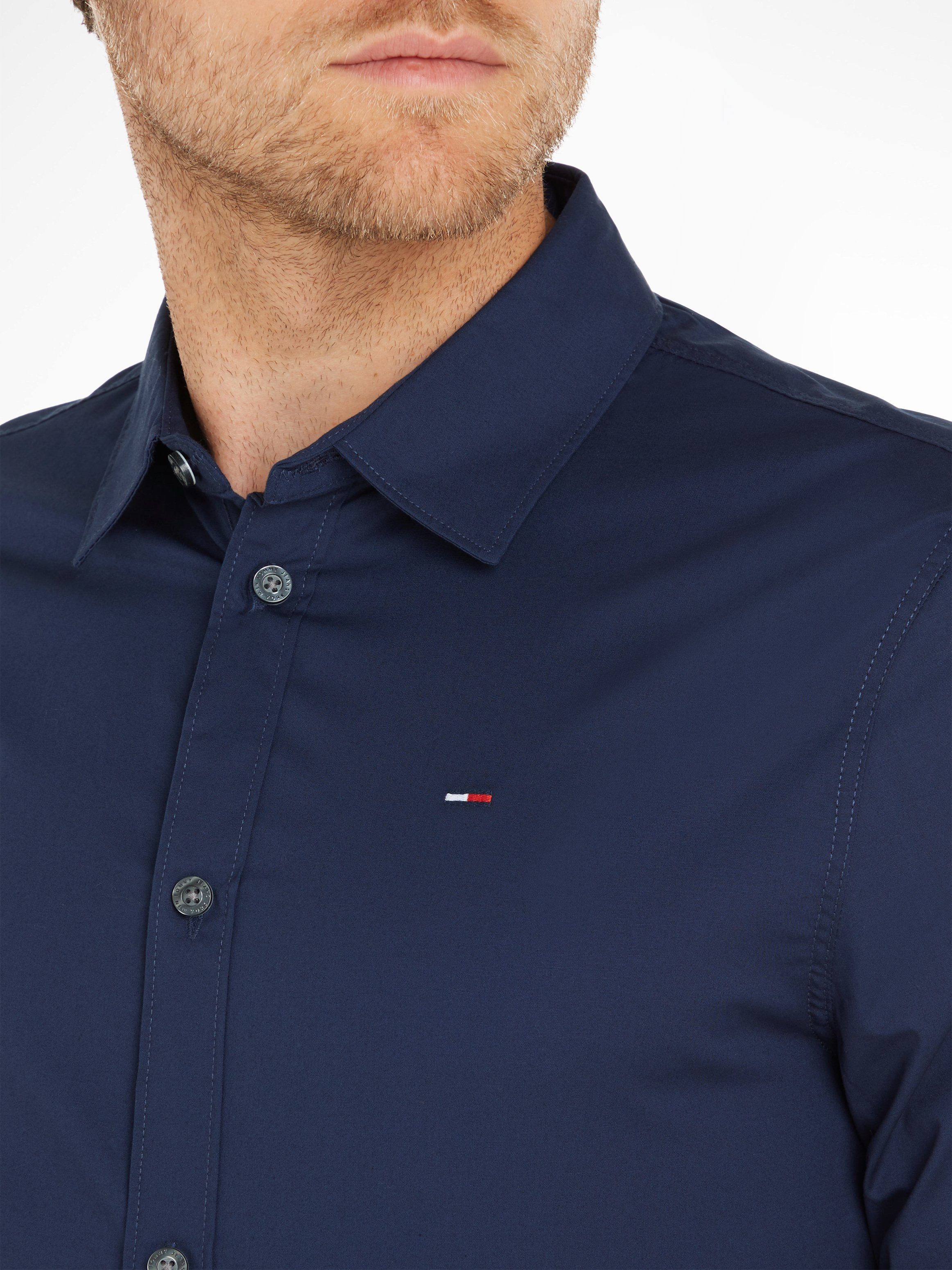 TOMMY JEANS Overhemd met lange mouwen Sabim Stretch Hemd Shirt Stretch shirt, premium, slim fit, met elastaan