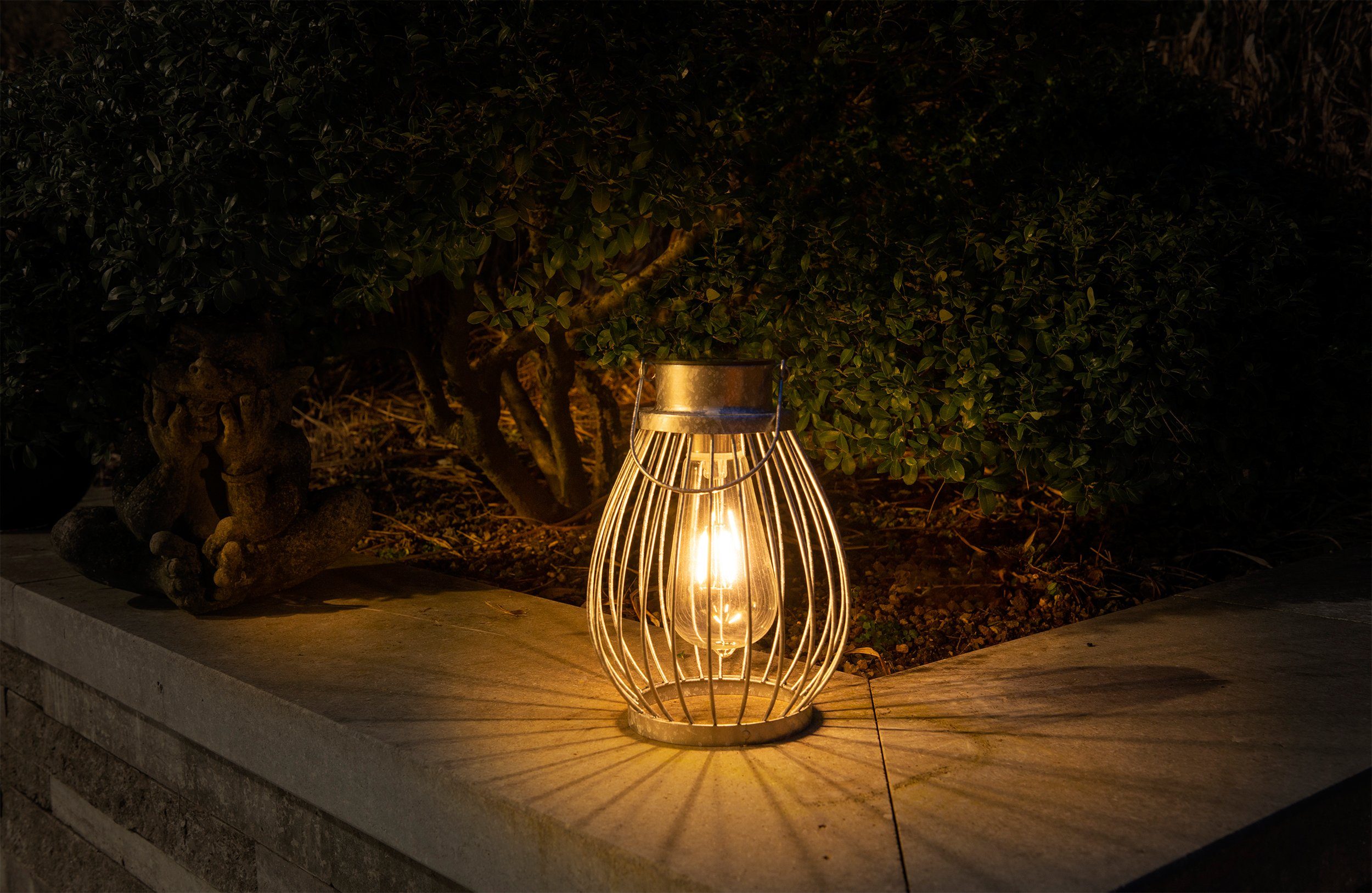 näve Ledsolarlamp Solar, incl. schuifschakelaar, lichtkleur: warmwit, kleur: zilverkleur