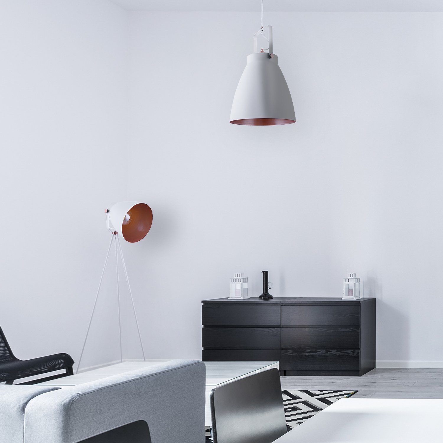 Paco Home Hanglamp BOONE PD Staande lamp modern woonkamer Industrial koplamp design E27