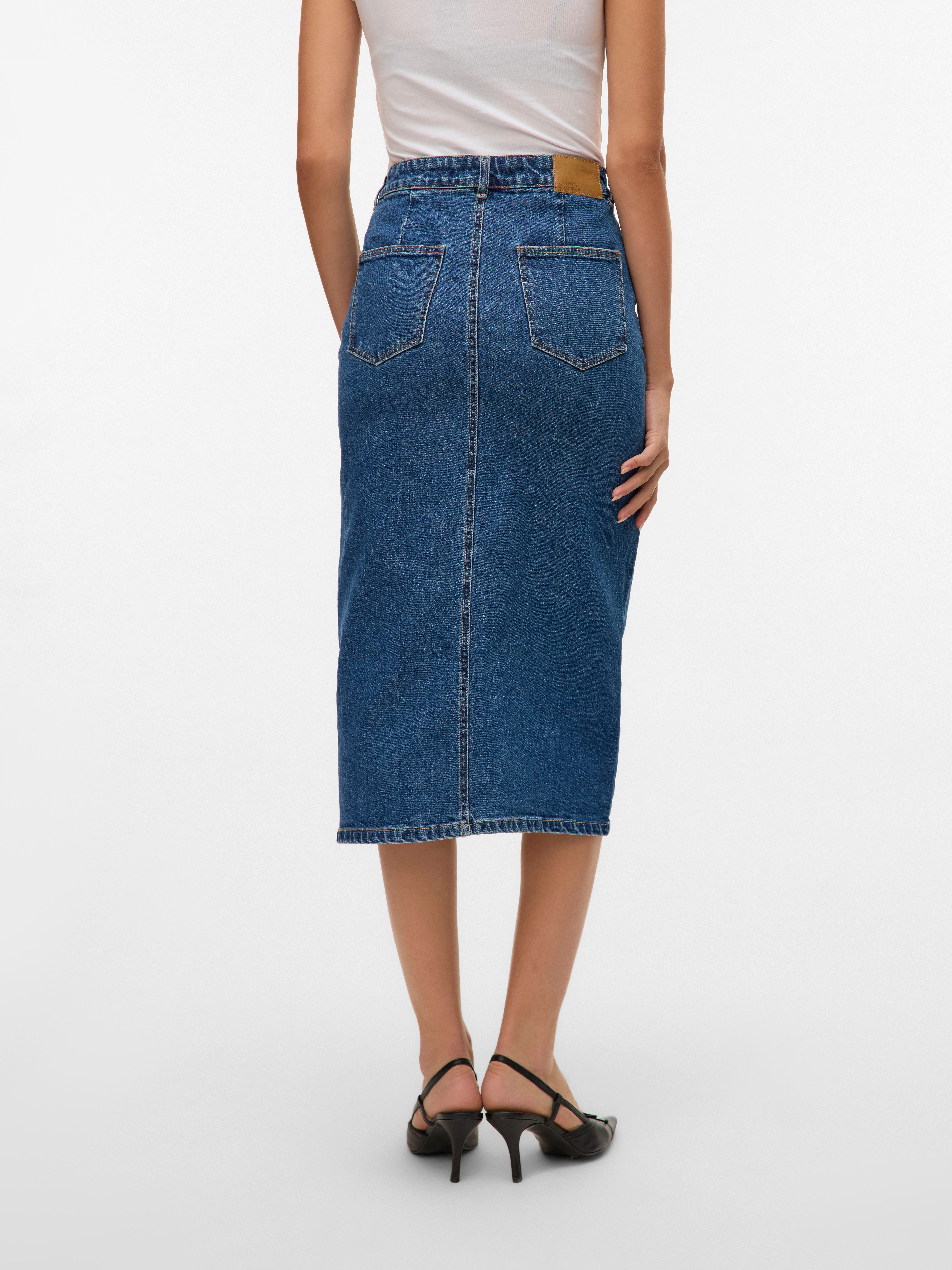 Vero Moda Maxirok VMVERI HR CALF DENIM SKIRT GA NOOS