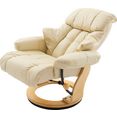 mca furniture relaxfauteuil calgary tv-fauteuil 360º draaibaar inclusief hocker met leren bekleding beige