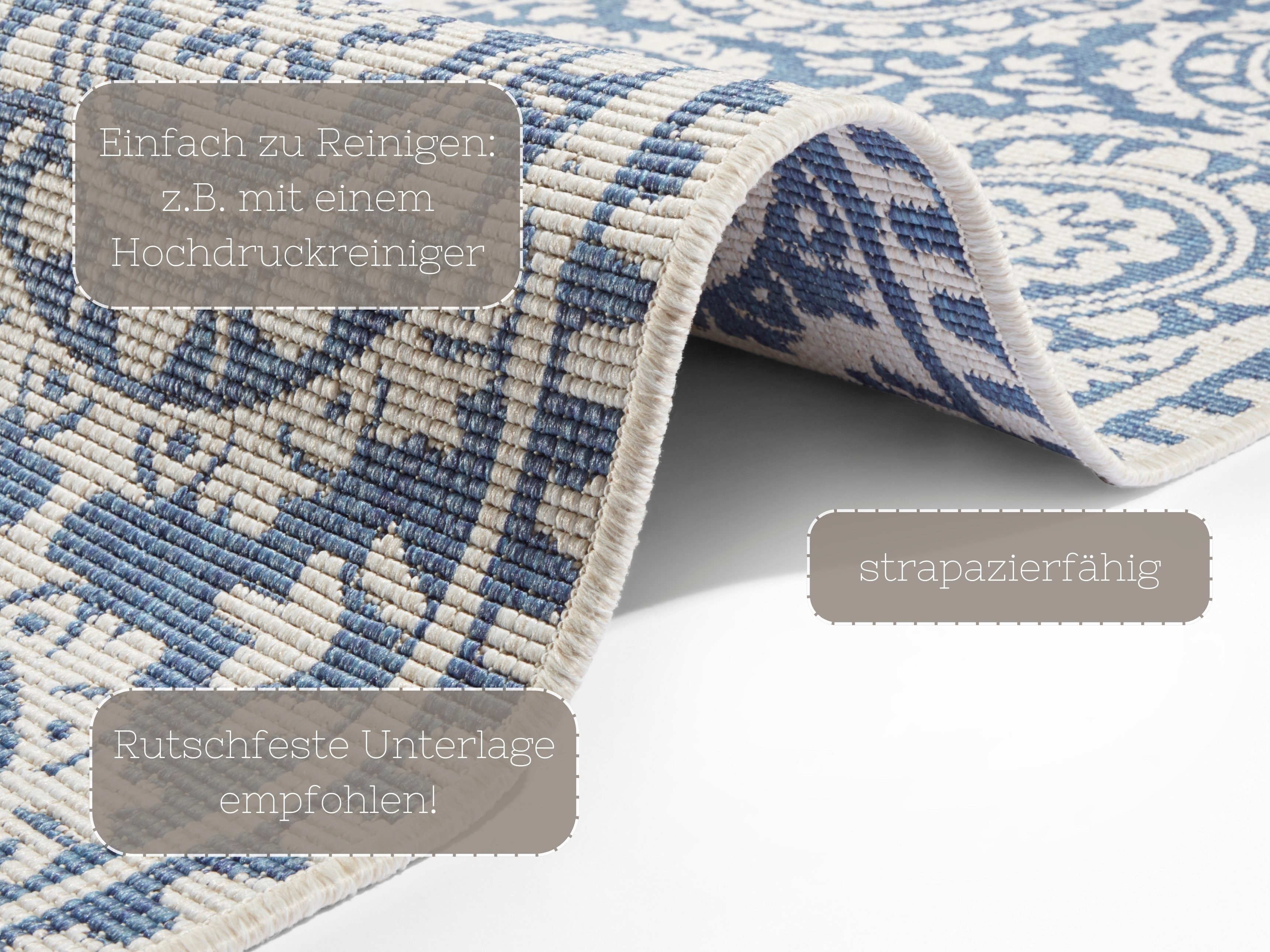 NORTHRUGS Loper Jardin Tweezijdig te gebruiken kleed, in-& outdoor, vintage, balkon, tuin, woonkamer, hal