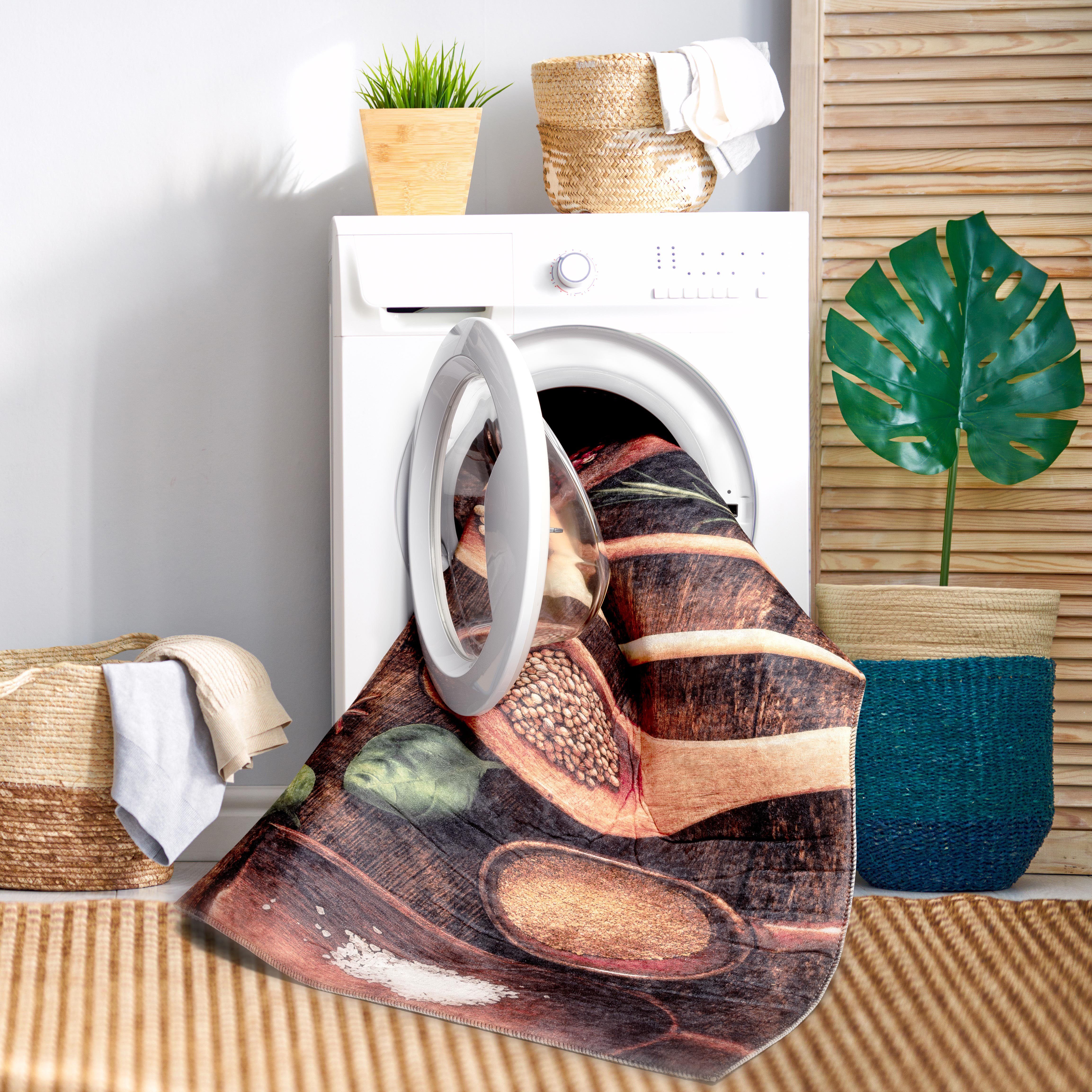 Sehrazat Vloerkleed Kitchen 3060 wasbaar, vlakweefsel, loper, antislip, korte pool, onderhoudsvriendelijk