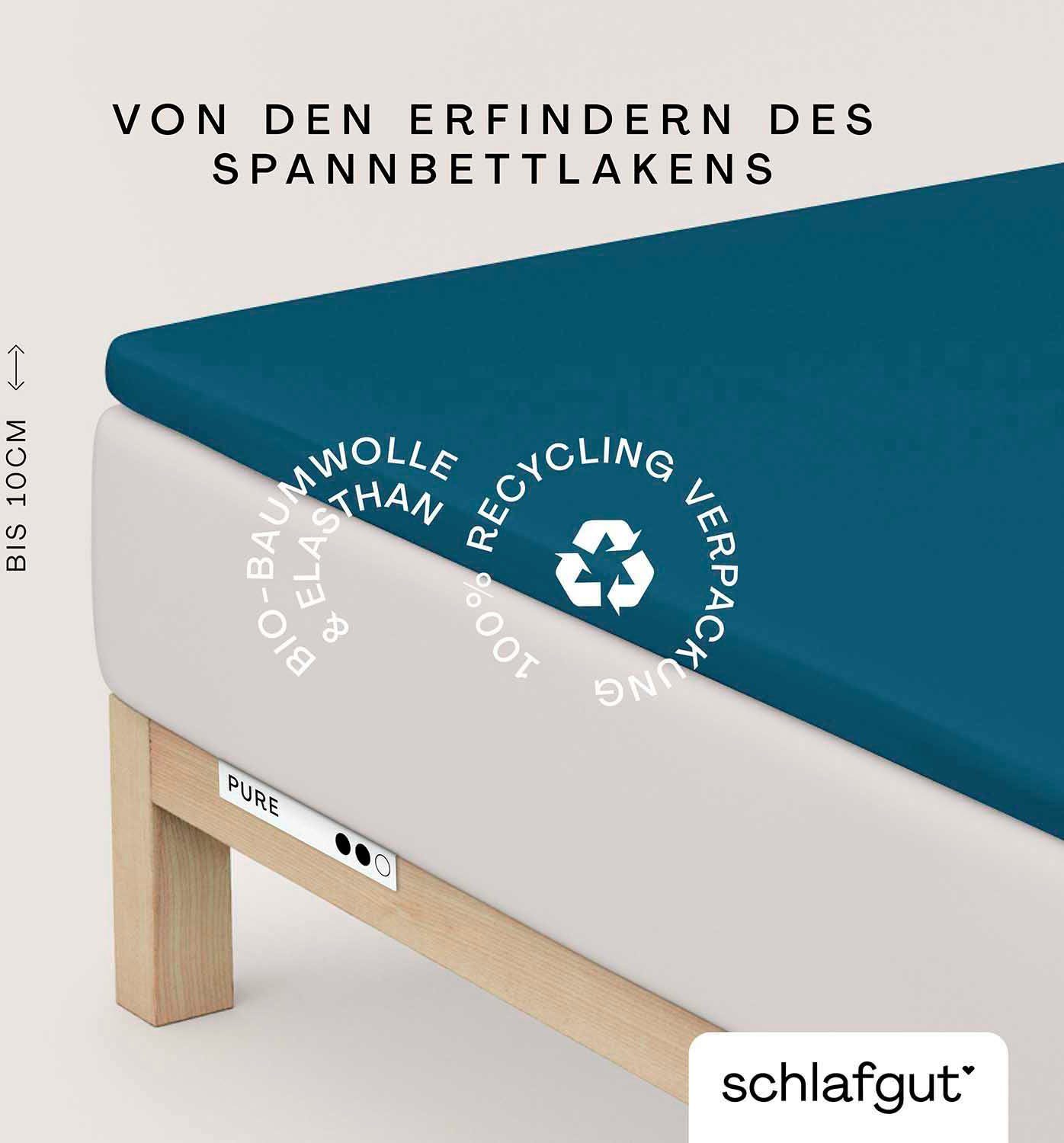 Schlafgut Hoeslaken PURE TOPPER in maat 90x200, 140x200 of 180x200 cm, hoes voor topper van 100% biologische katoen, voor matrassen tot 10 cm hoogte,