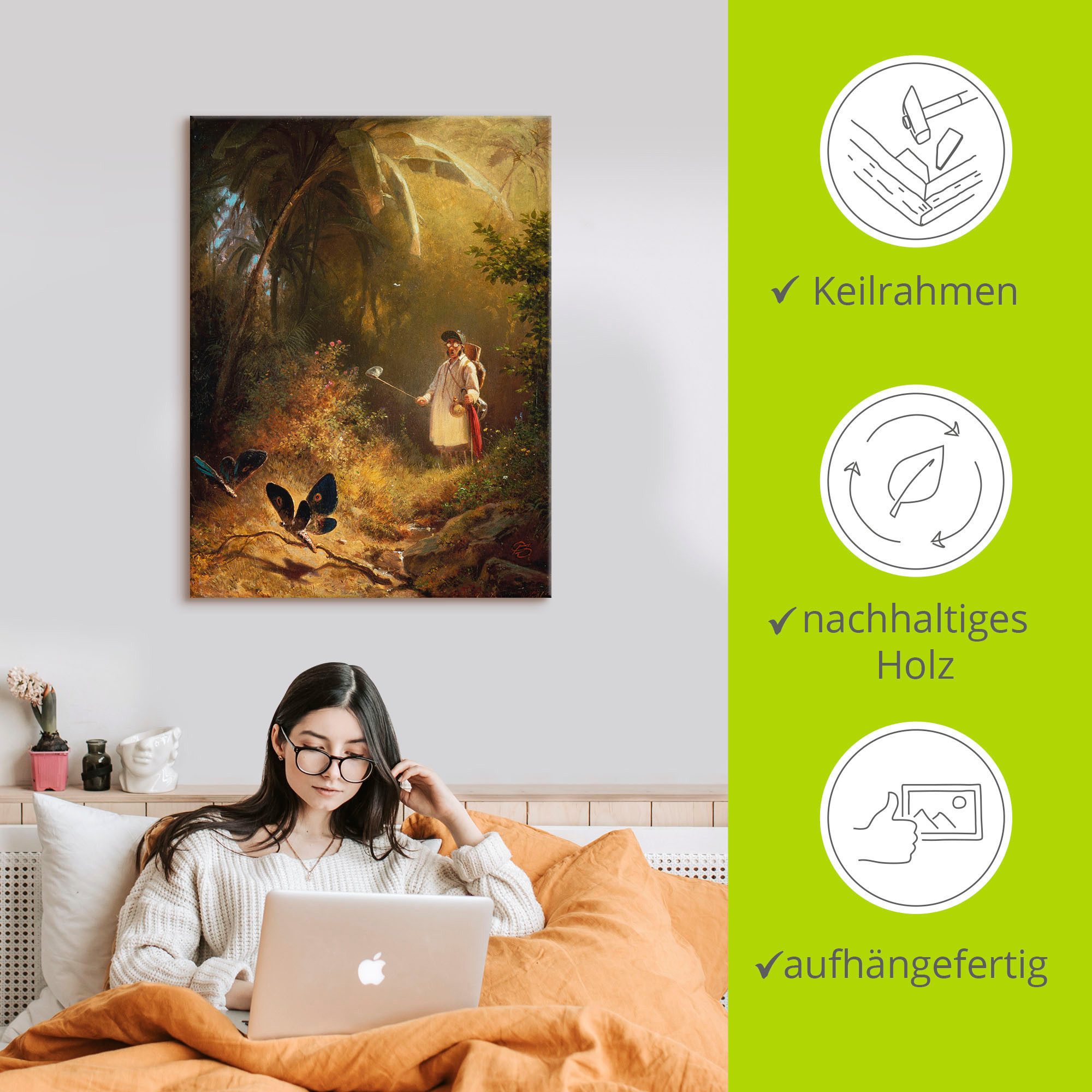 Artland Artprint De vlindervanger als artprint op linnen, poster in verschillende formaten maten