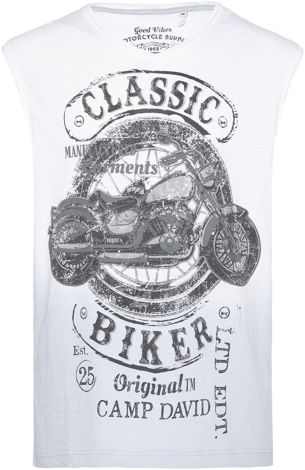 CAMP DAVID Shirt met V-hals