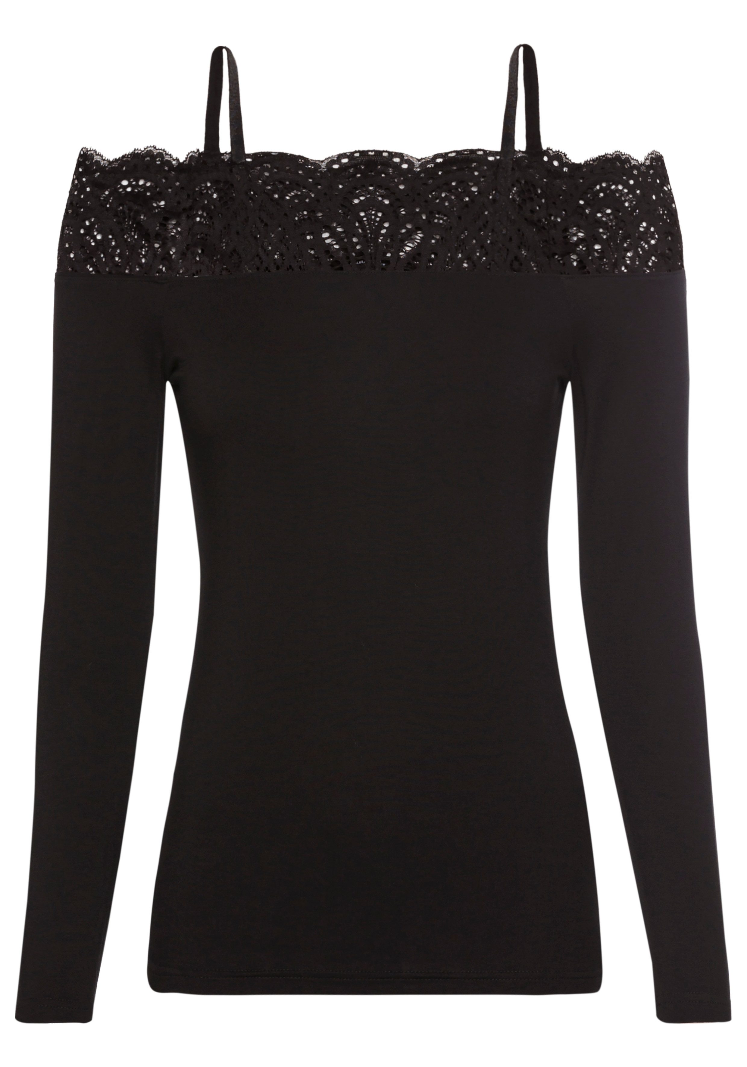 Laura Scott Kanten shirt met modieuze carmenhals