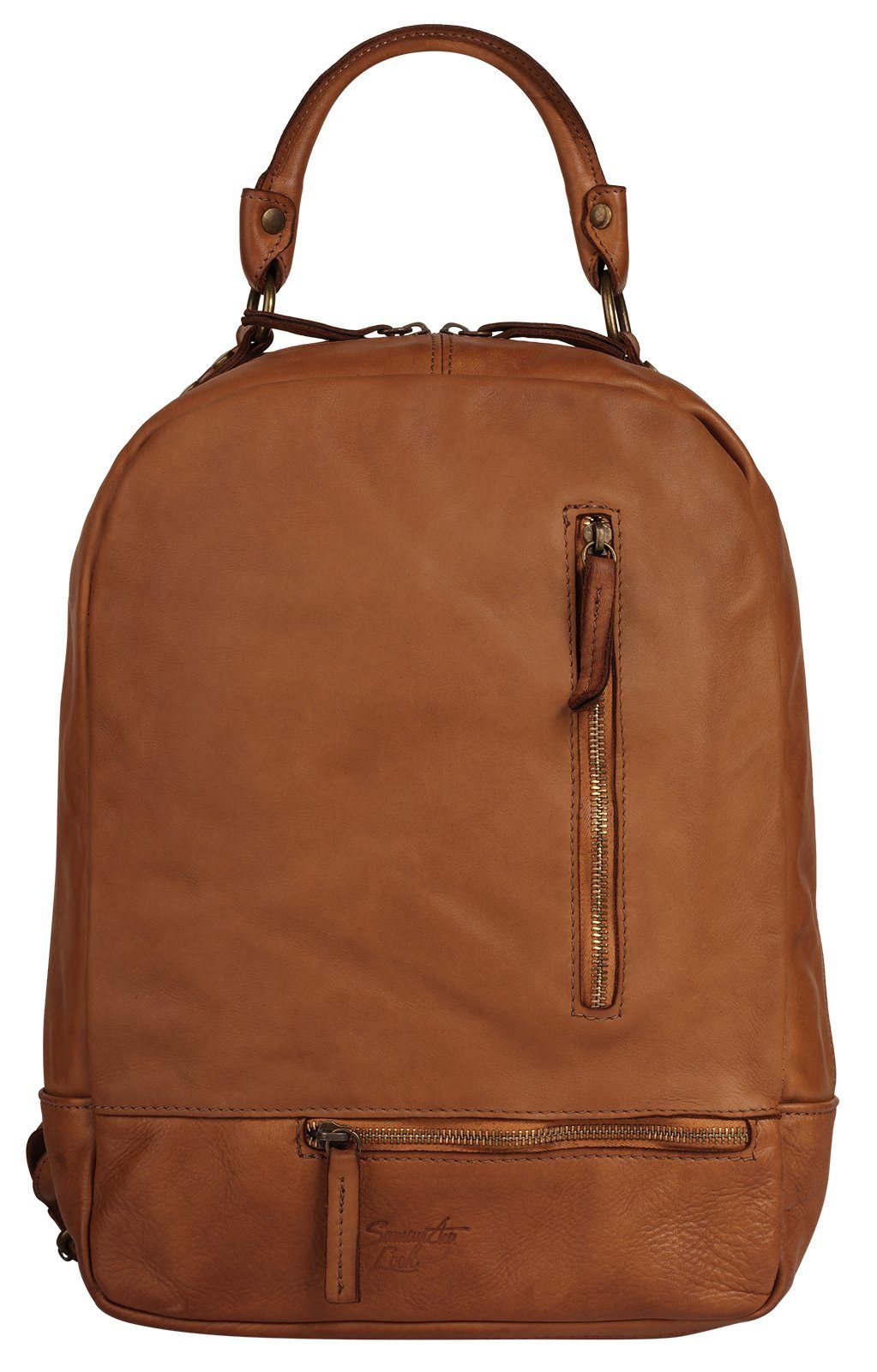 Samantha Look Rugzak echt leer, made in italy dames rugzakken maat Onesize bruin