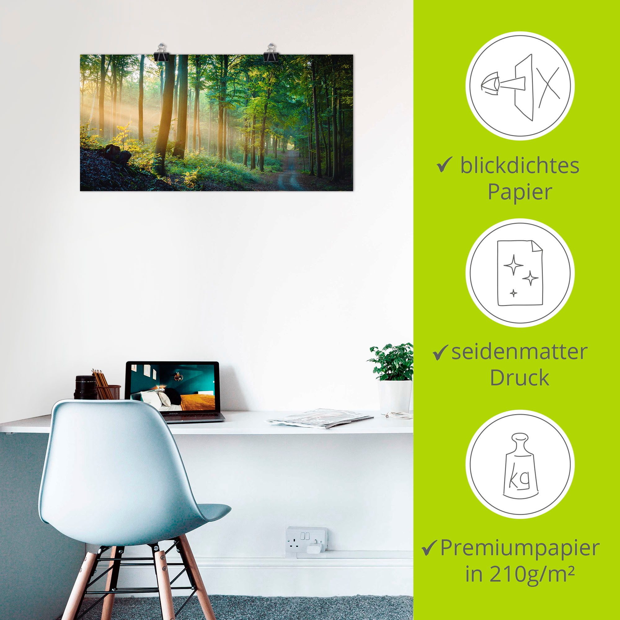 Artland Artprint Herfstmorgen in het bos als artprint van aluminium, artprint voor buiten, artprint op linnen, poster in verschillende maten. maten