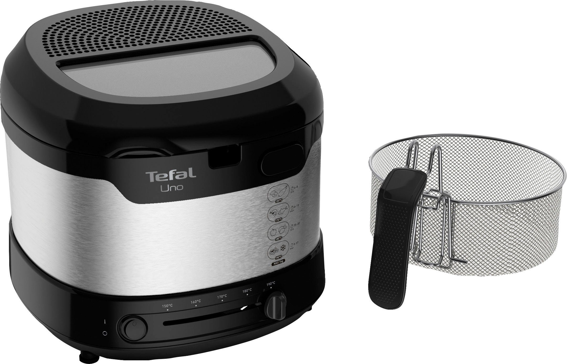 Tefal Friteuse UNO M Edelstahl Capaciteit van 1 kg, regelbare thermostaat, kijkvenster,...