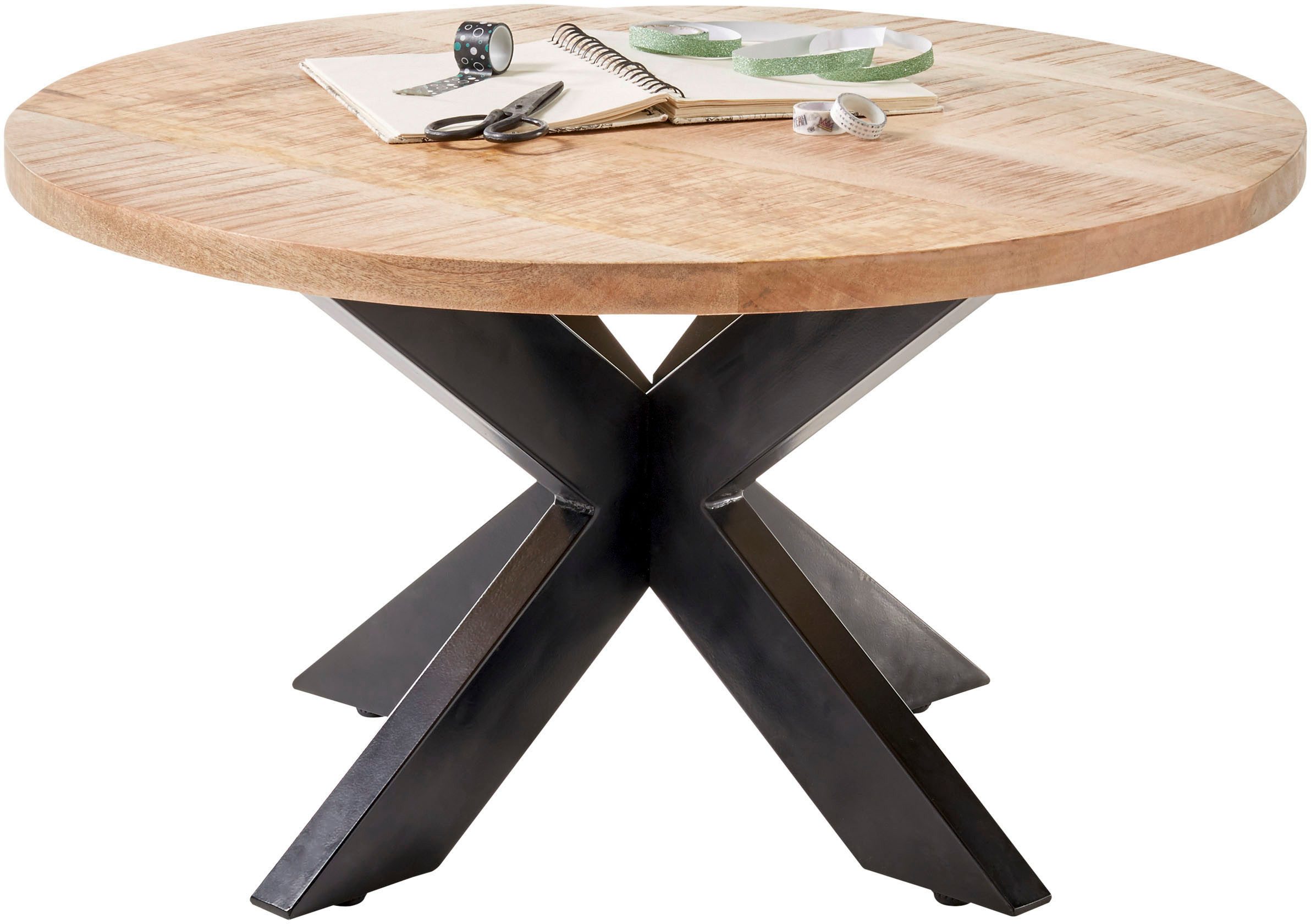 OTTO Stolkom Salontafel Ace rond, tafel in massief mango salontafels bruin