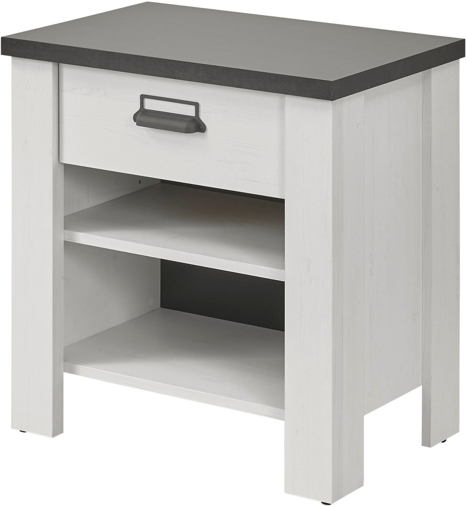 Home affaire Nachtkastje Sherwood met metalen apotheker hangreep, soft-close lade, breedte 60 cm