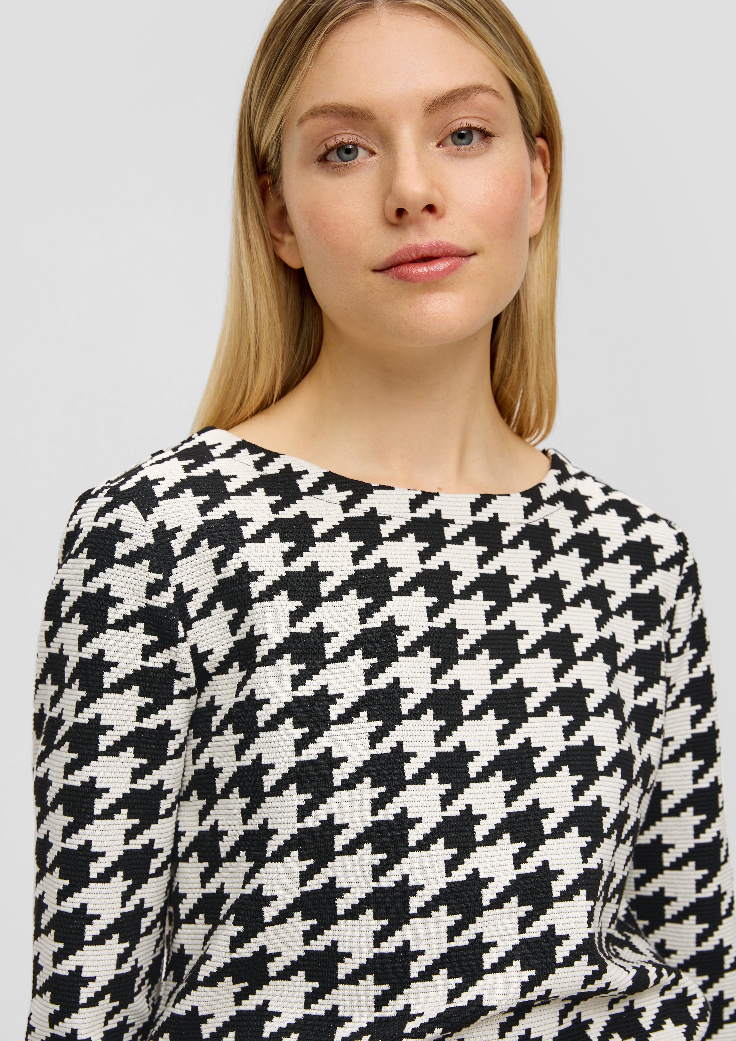 s.Oliver Sweatshirt met pied-de-poulemotief