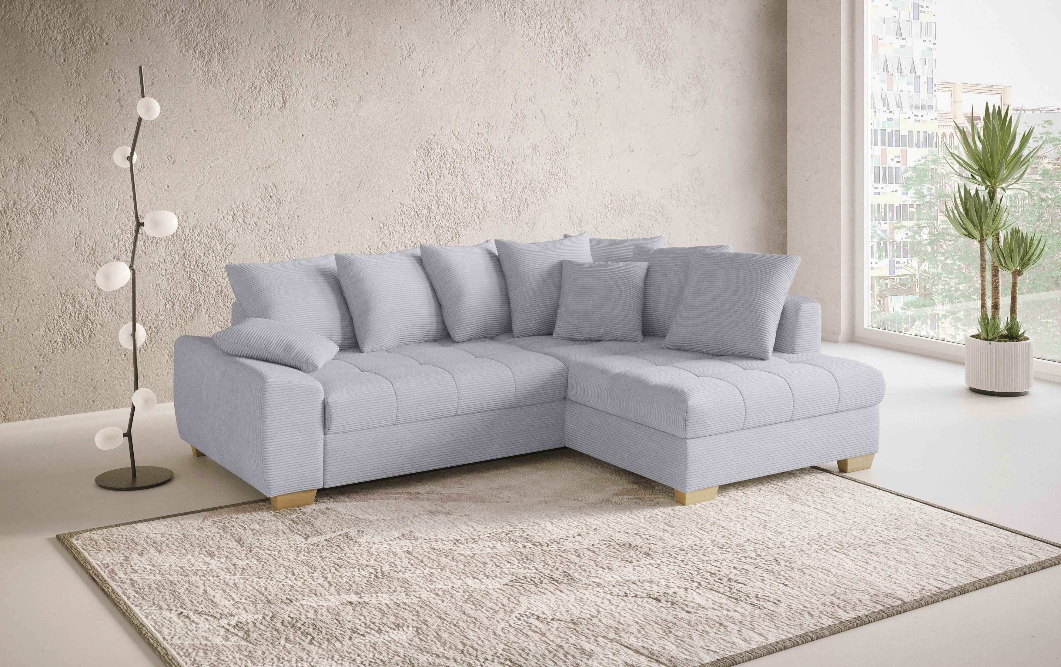Mr. Couch Hoekbank Nikita II, L-vorm, tot 140kg per zitplaats belastbaar met koudschuim bekleding, optioneel met bed en bedlade