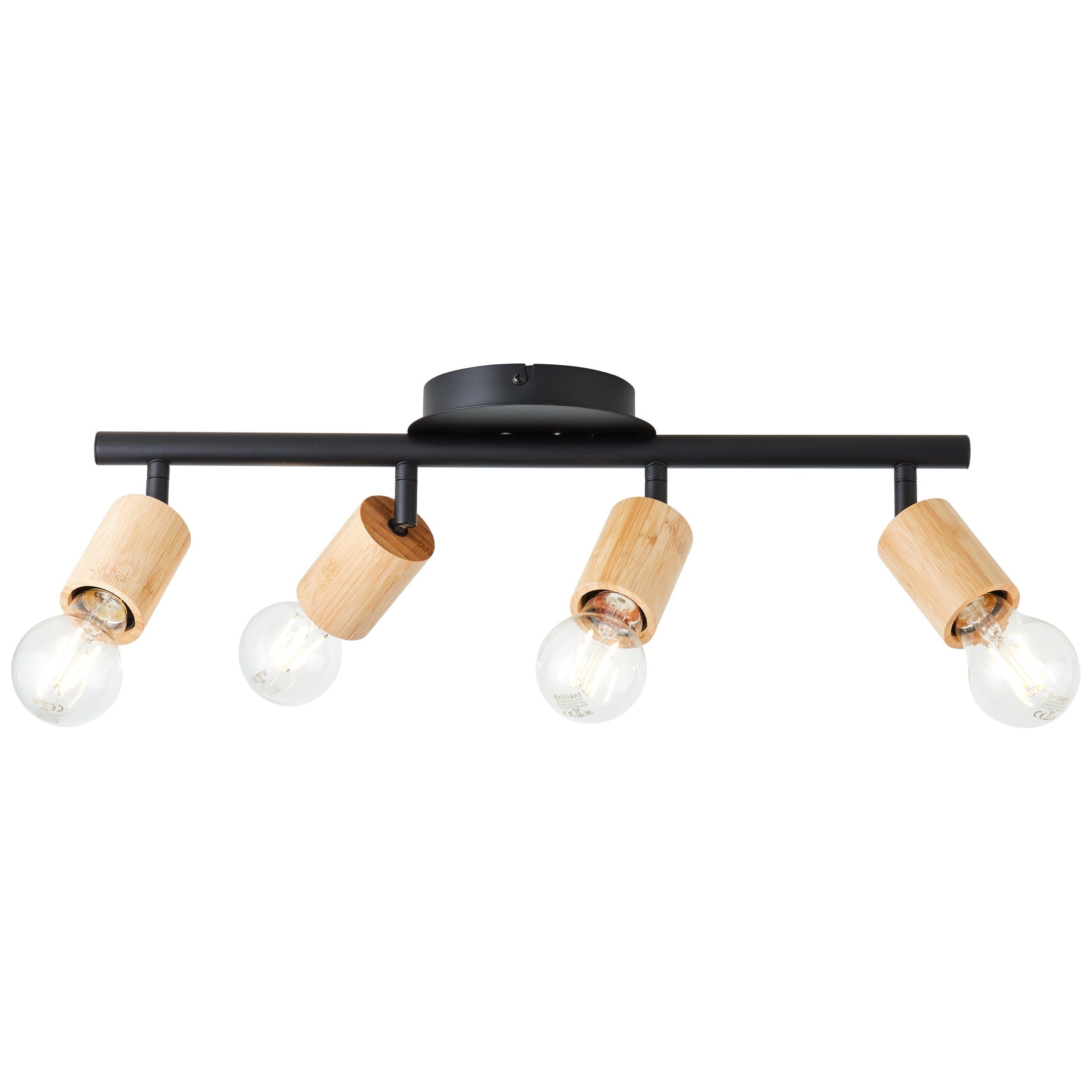 Brilliant Leuchten Plafondspot Tiffany Plafondspot, 12 x 49 x 14 cm, E27, draaibaar, metaal/hout, zwart