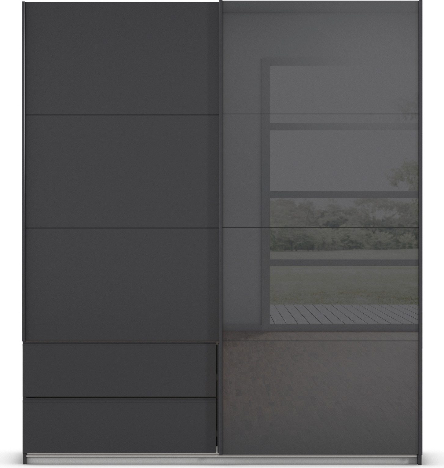 rauch Schuifdeurkast Kledingkast Kast Garderobe ELARA Glazendeur/Grauw spiegel