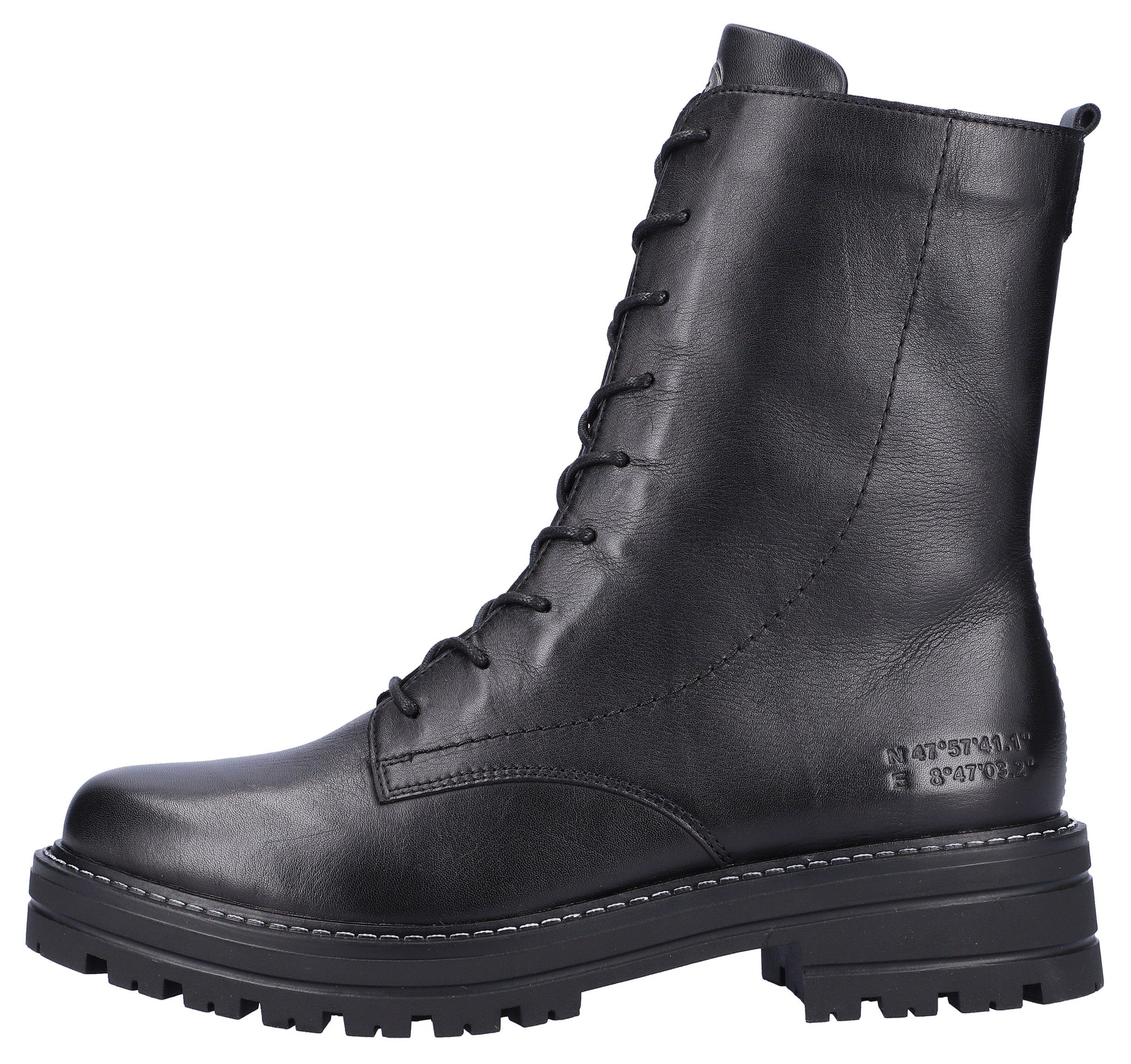 Remonte Veterlaarsjes blokhak, veterschoenen, chunky boots met contrast-raamstiksels